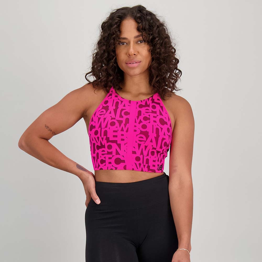 New Balance Crop Top Relentless Printed WT11194, Fucsia, swatch