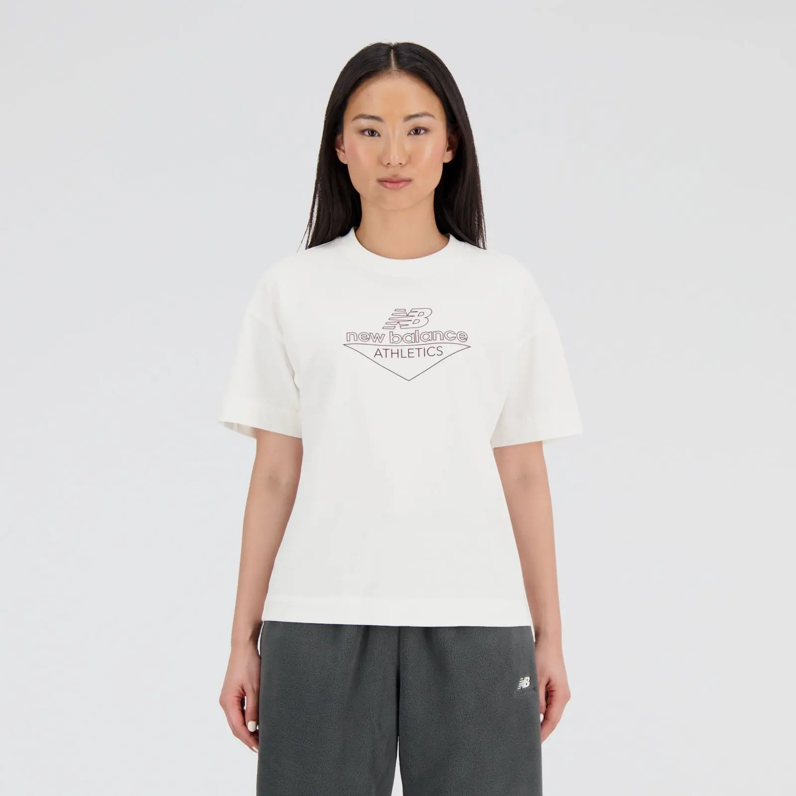 New Balance Remera Athletics Cotton Jersey Boxy AWT33526, sea salt, swatch