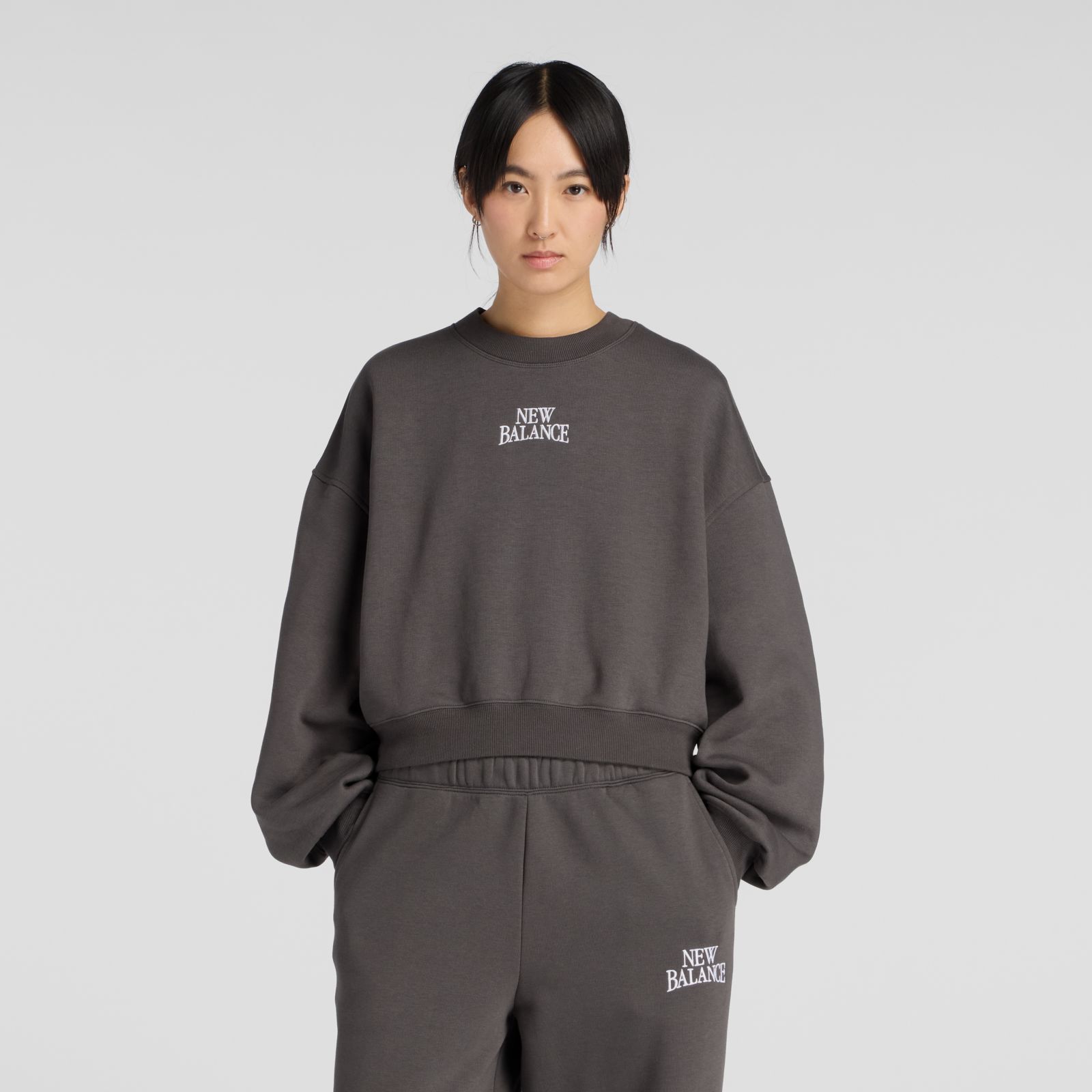 New Balance Buzo Trackside Fleece Crew WT61935I, Athletic Grey/Gray Heather, swatch