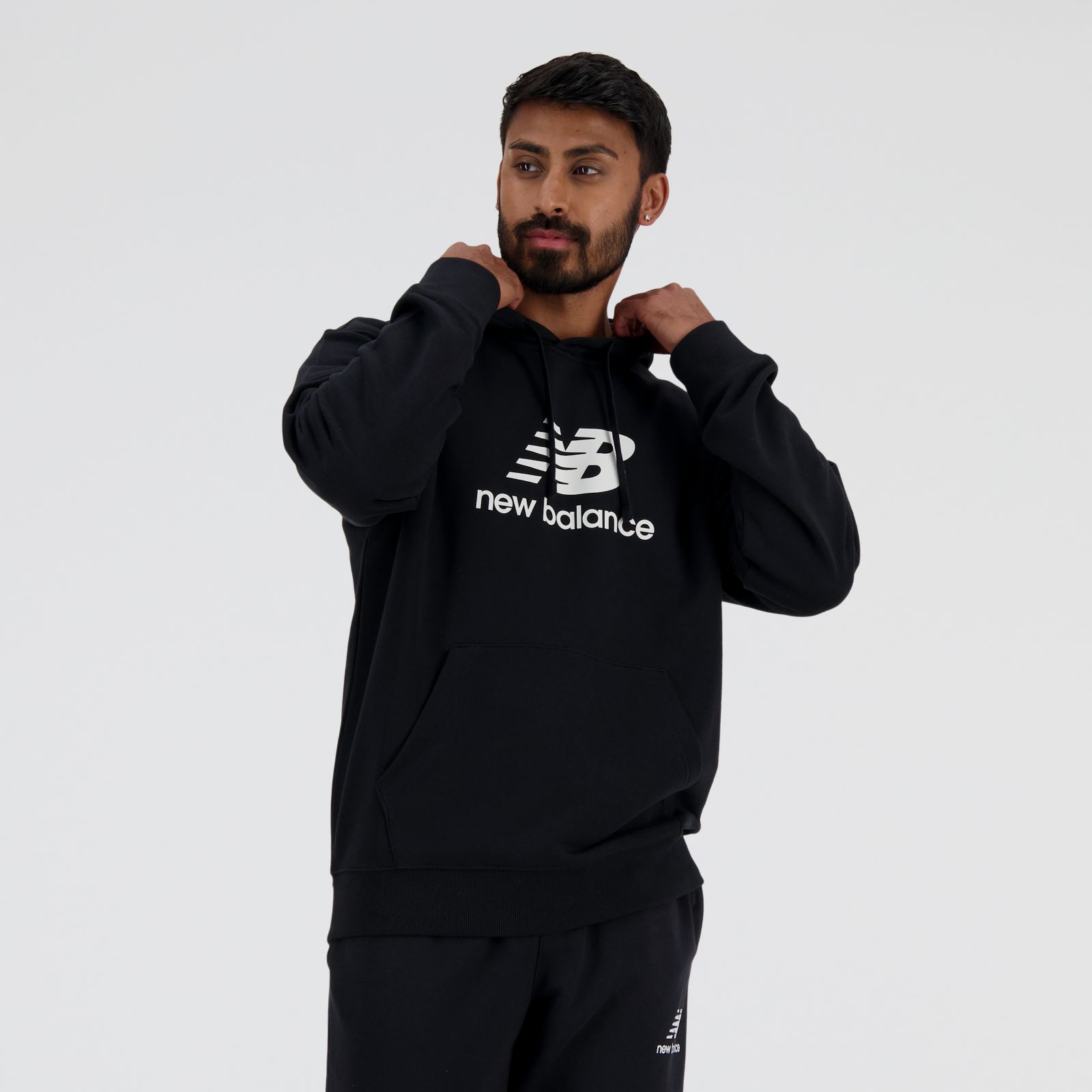 New Balance Buzo Sport Essentials French Terry Logo Hoodie MTA41501, Black, swatch