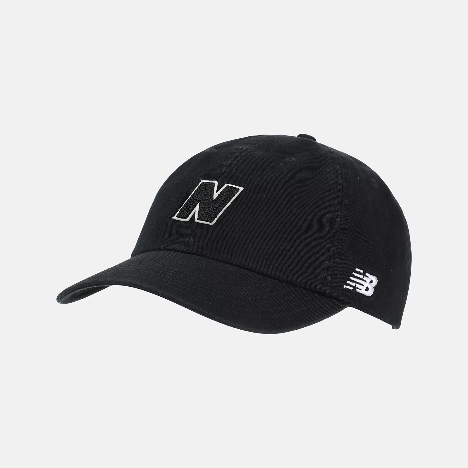 New Balance Gorra L6 Panel Block N Hat AH51005, black, swatch