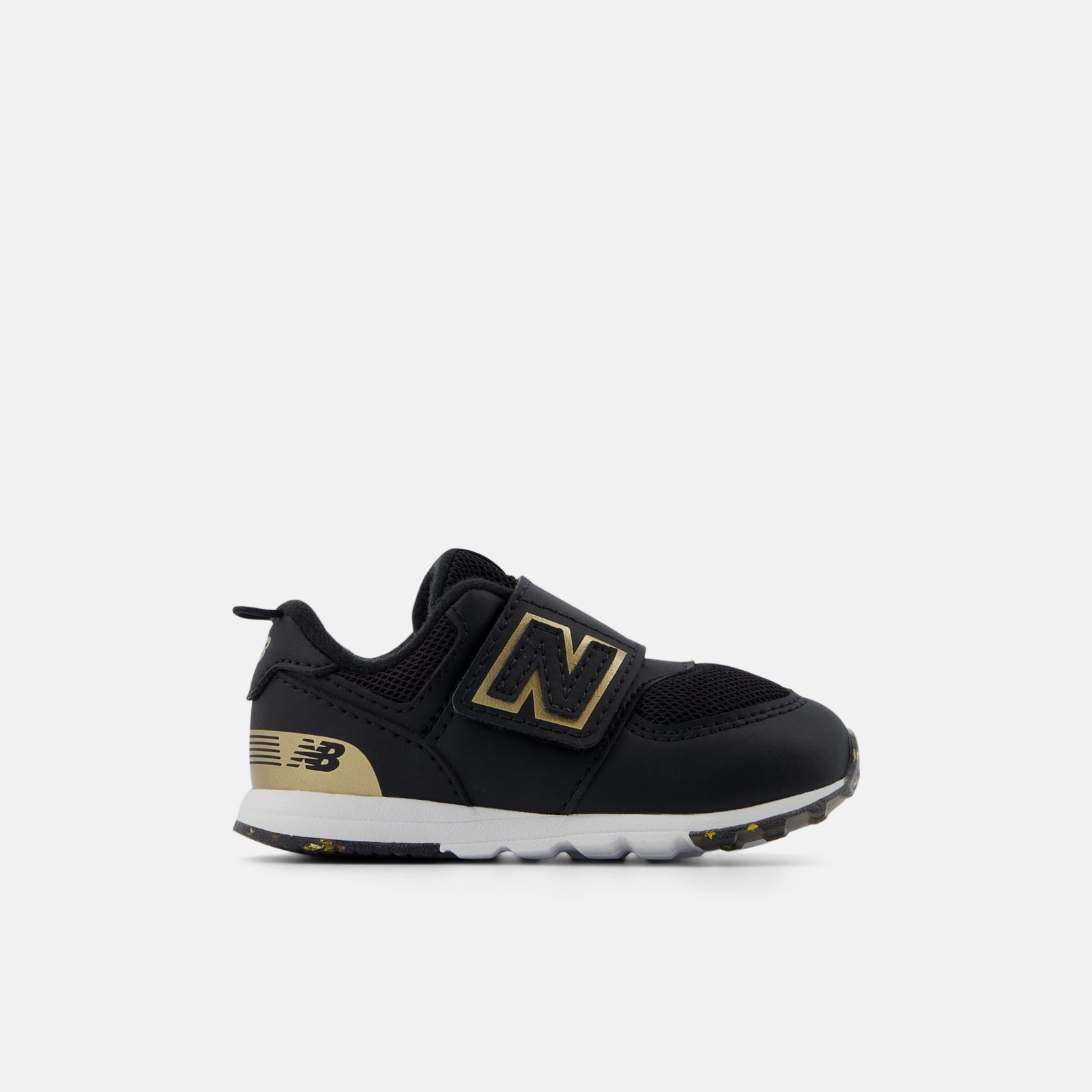 New Balance 574 Hook & Loop Infant, Black/Gold, swatch