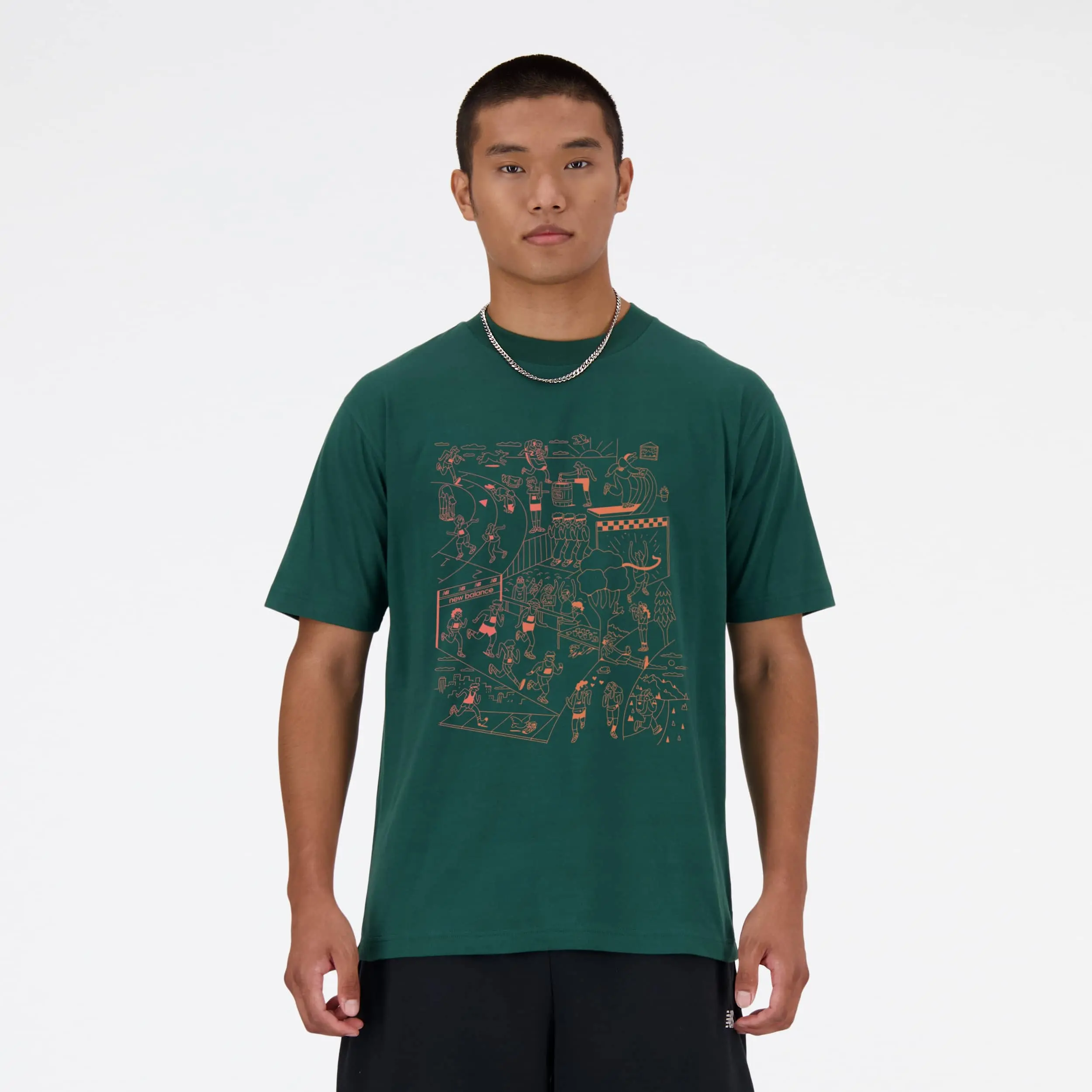 New Balance Remera Athletics Run Mural T-Shirt MTA53916, Dark Alpine Green, swatch