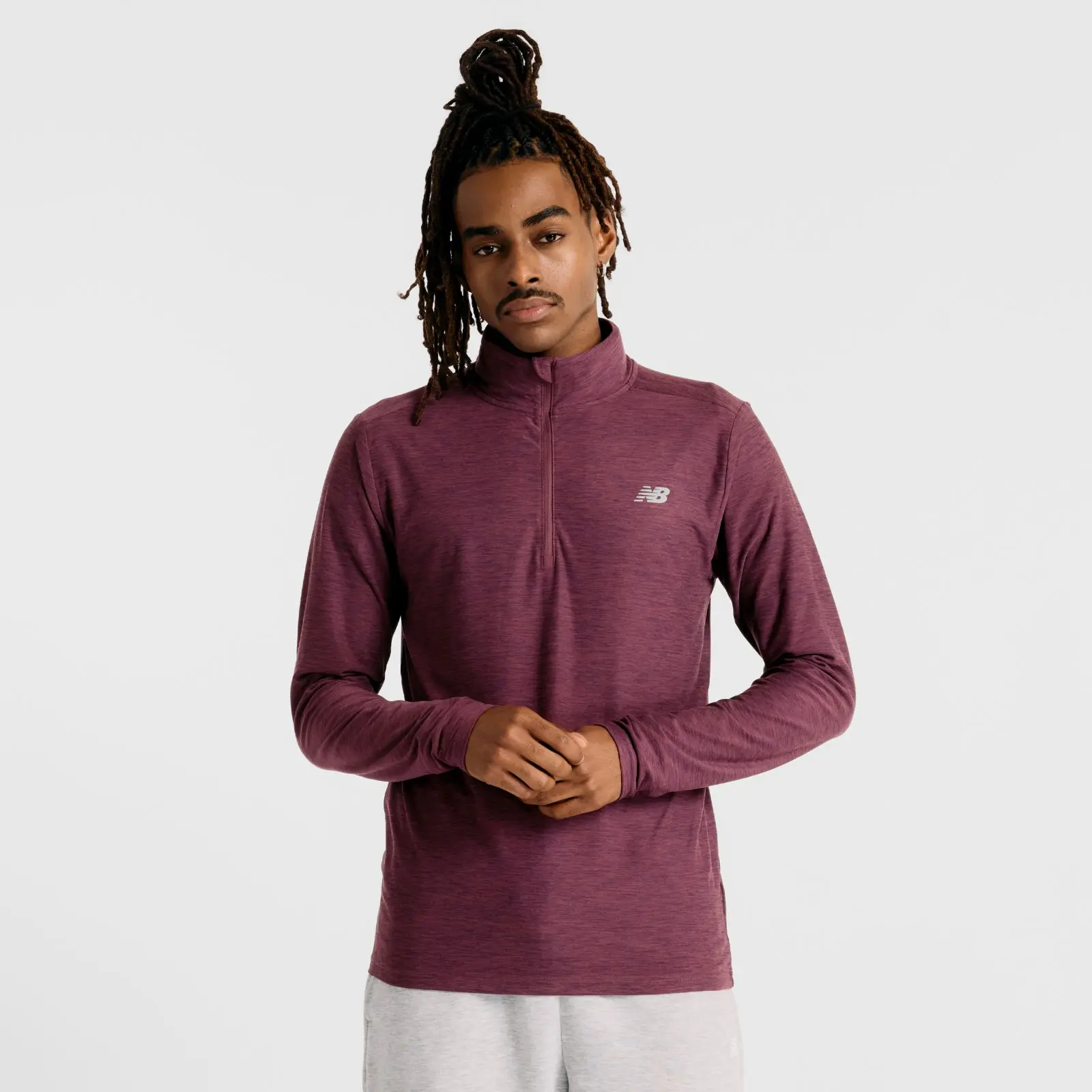 New Balance Buzo Space Dye 1/4 Zip MT41915, Faded plum heather, swatch