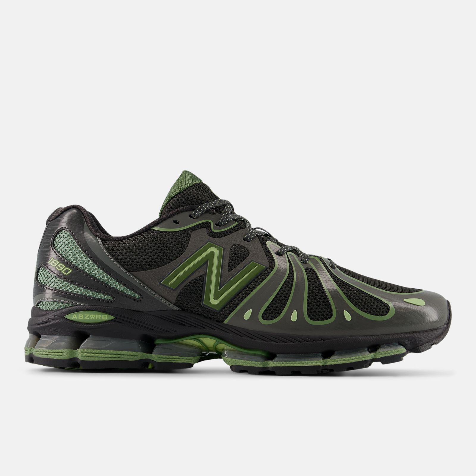 New Balance 1890, Faded Black/Utility Green, swatch