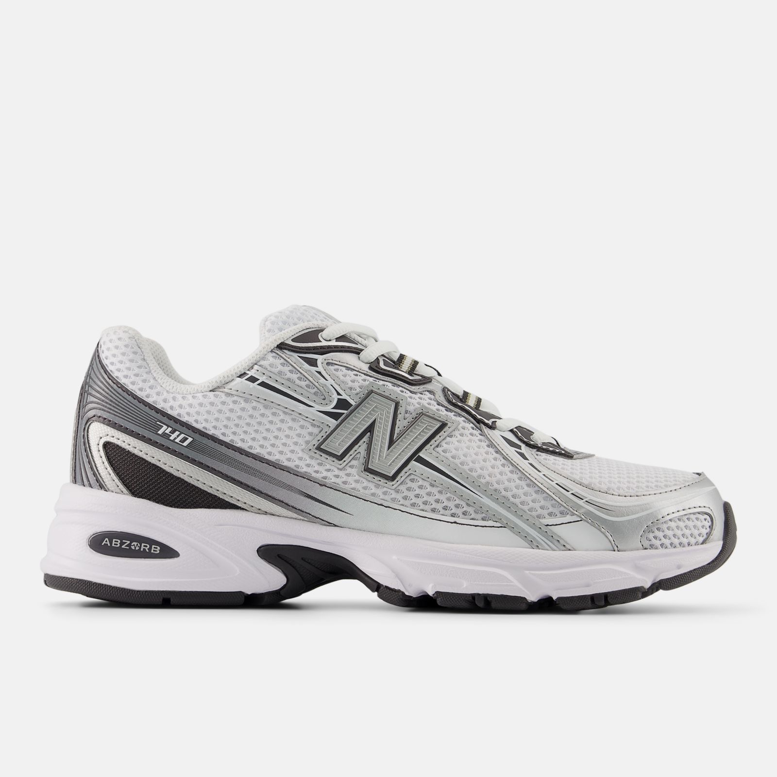 New Balance 740, White/Metallic Silver/Black, swatch