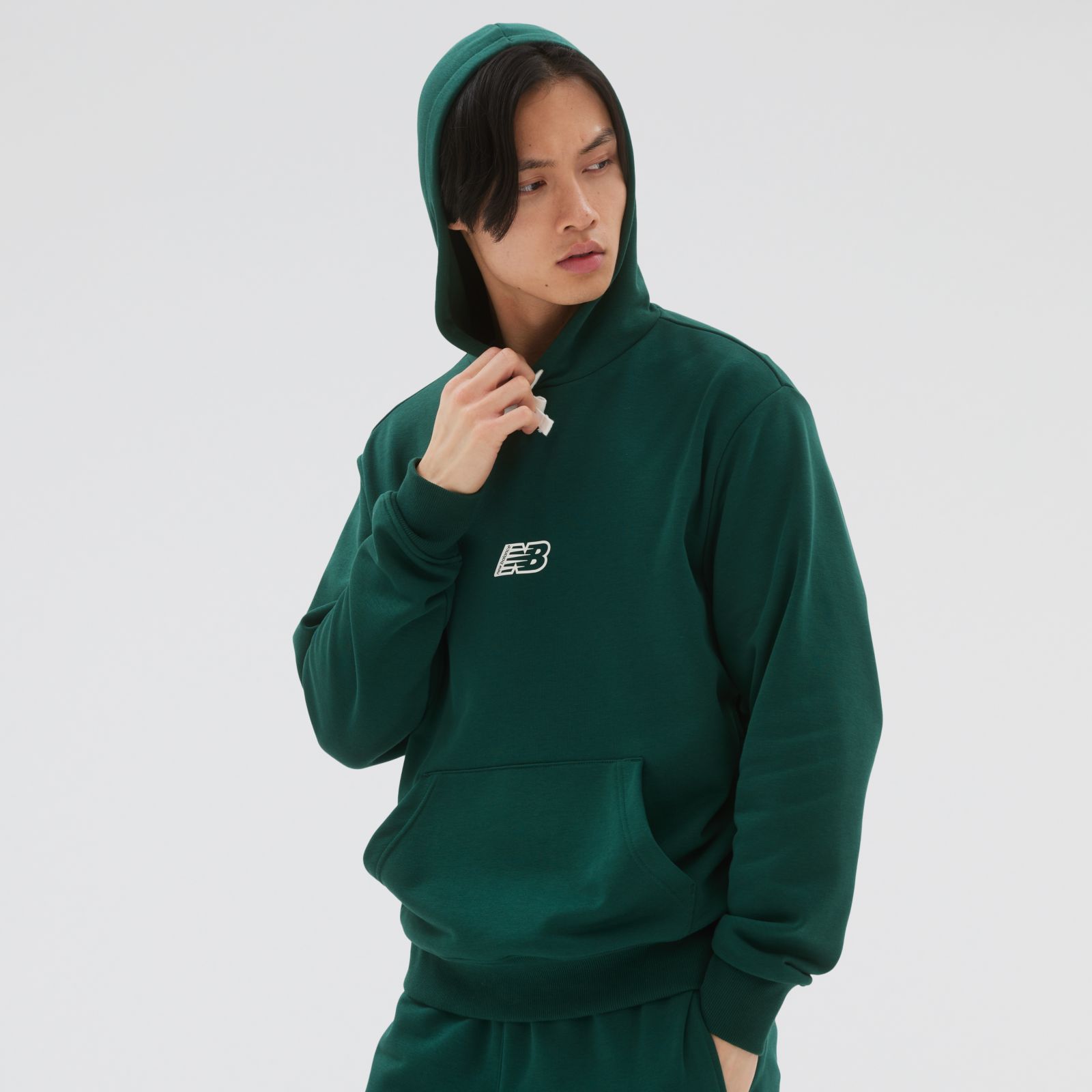 New Balance MT23511NWG  NB Ess Fleece Hood, Green, large