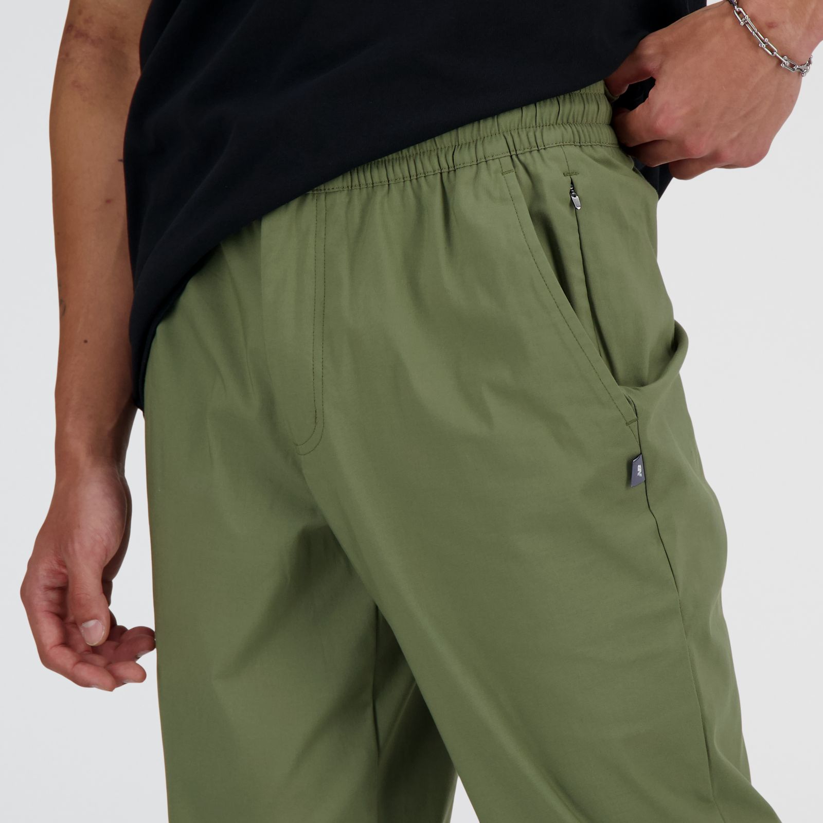 New Balance MP41575DEK Twill Straight Pant, Dark olivine, large