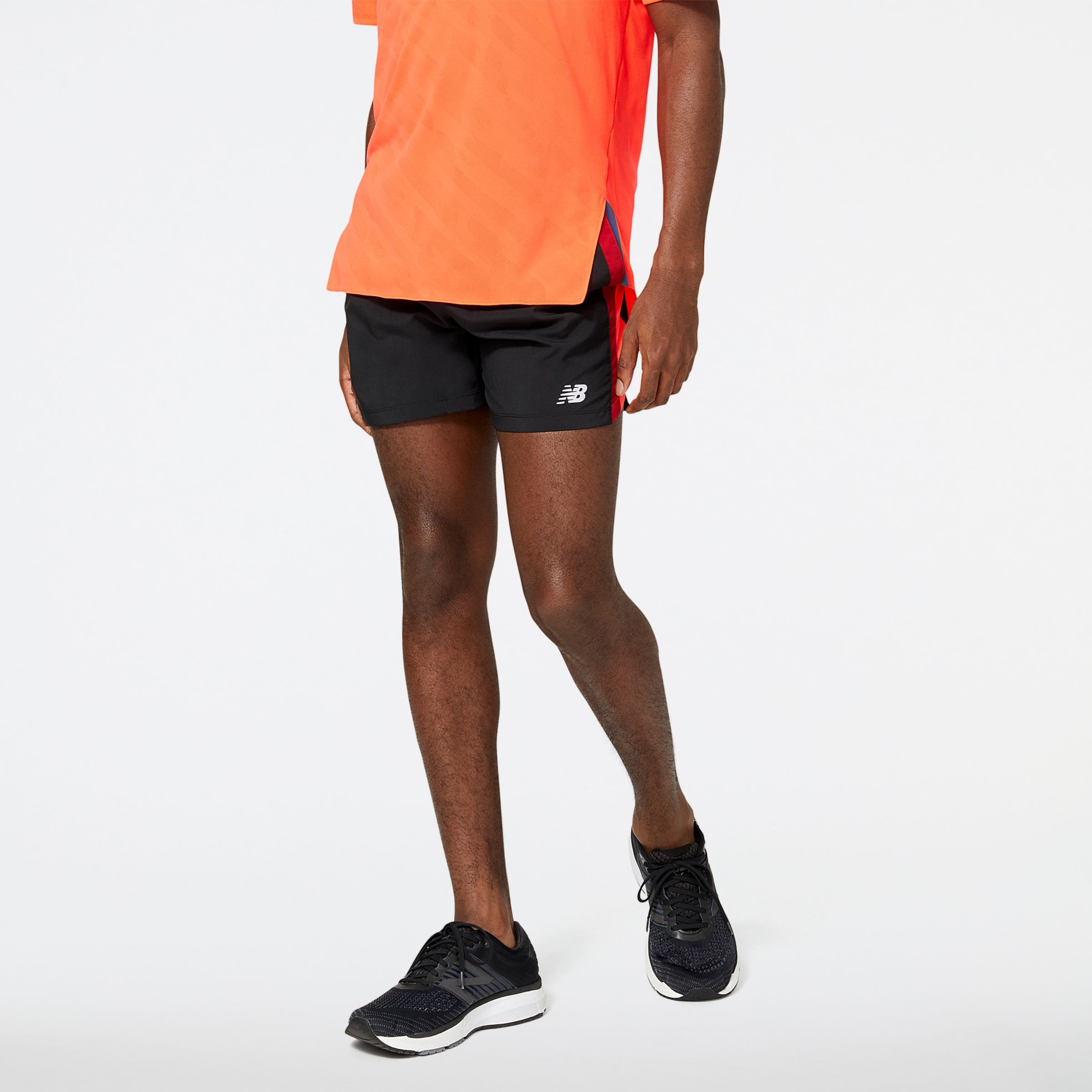 New Balance Short Accelerate 5 Inch MS23228, Black orange, swatch