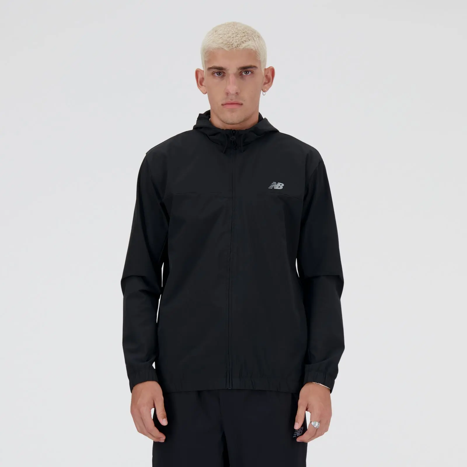 New Balance Campera Woven Full Zip Jacket MJ41018, Black, swatch