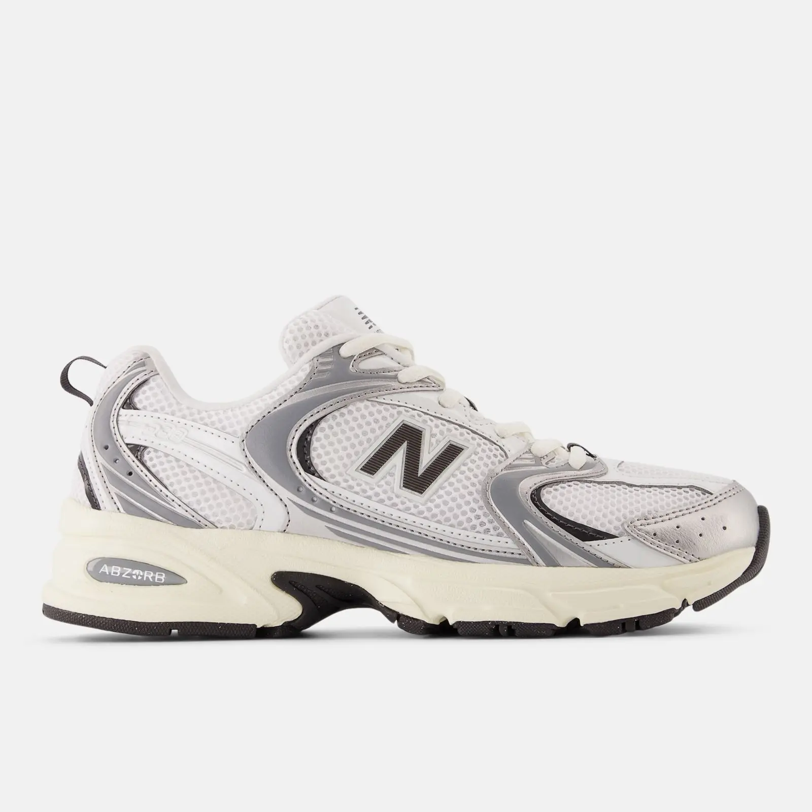 New Balance 530, Silver metallic/Black cement, swatch