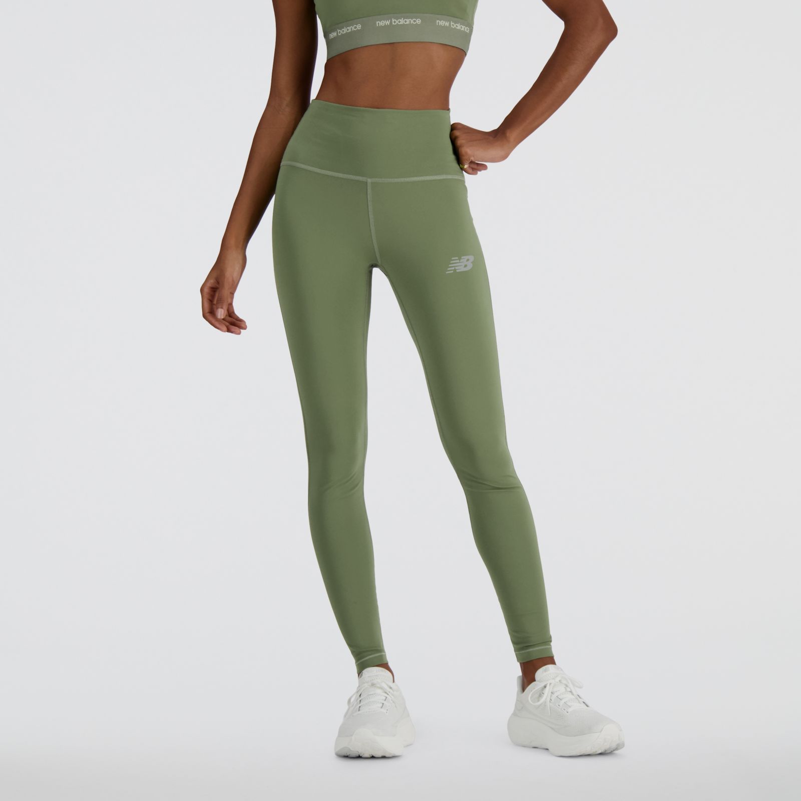 New Balance Calza Sleek High Rise Legging 27" WP41237, Dark olivine, swatch