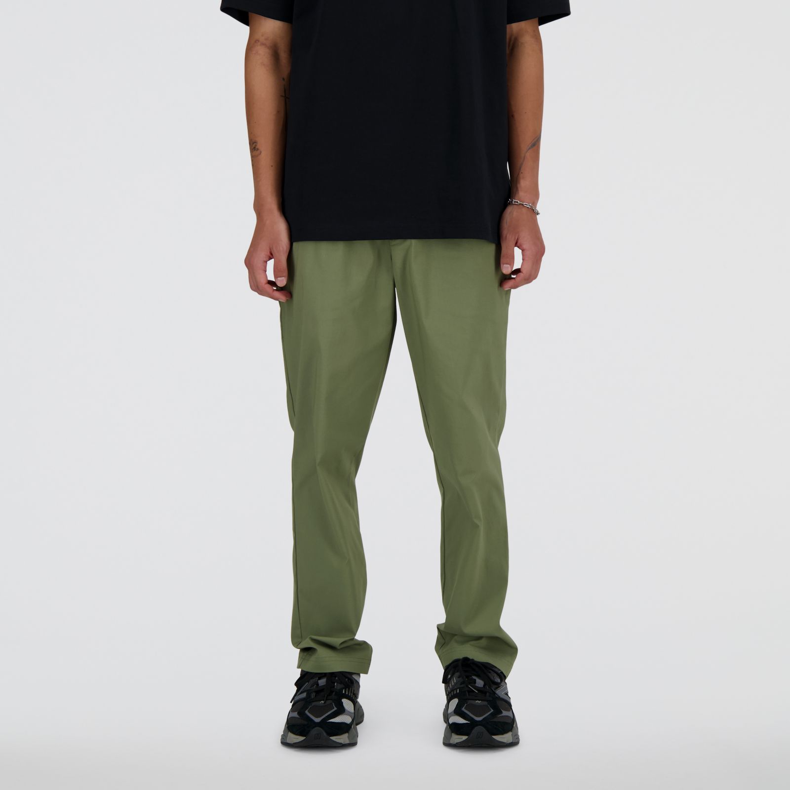 New Balance MP41575DEK Twill Straight Pant, Dark olivine, large