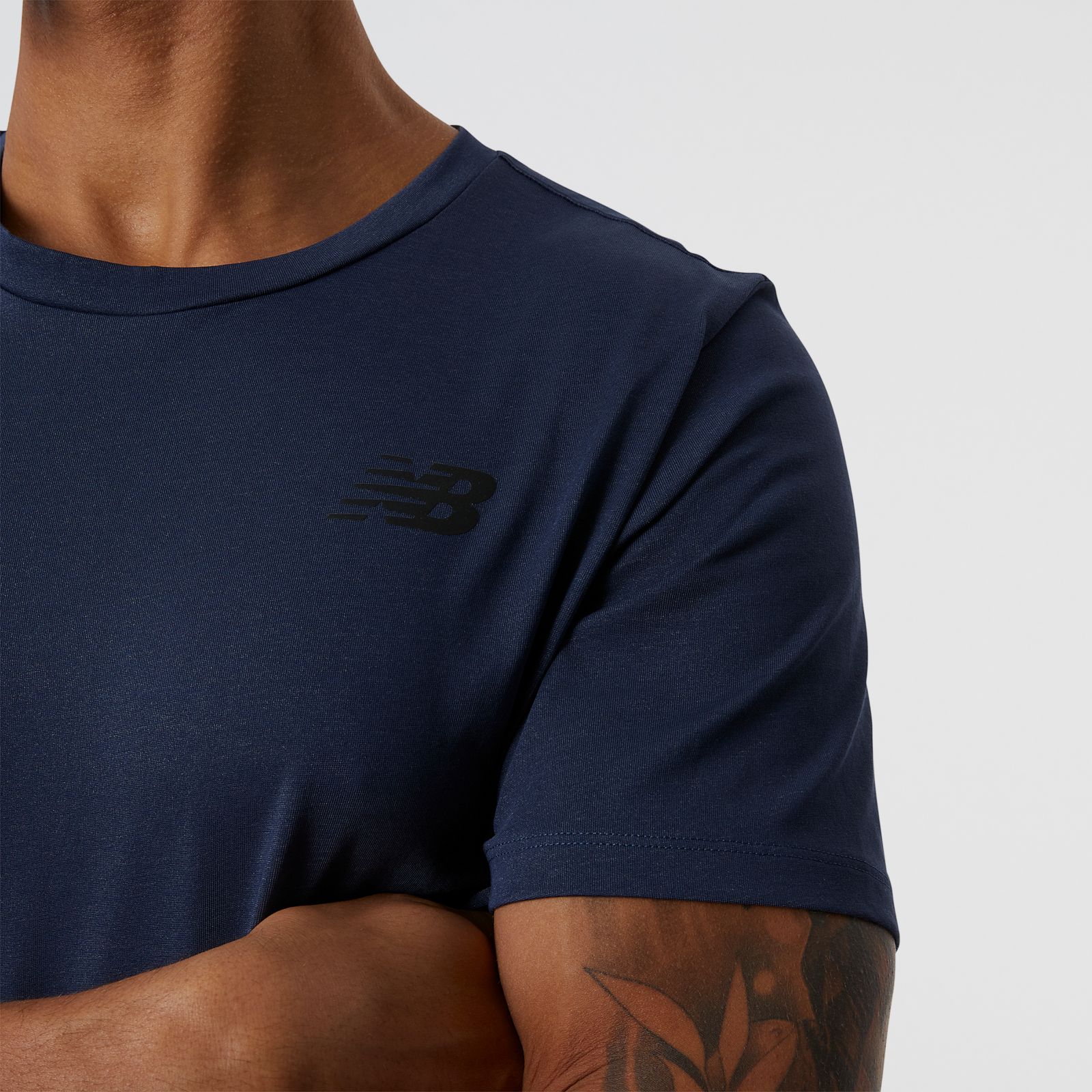 New Balance MT11070NIH Heathertech Tee, Navy, large