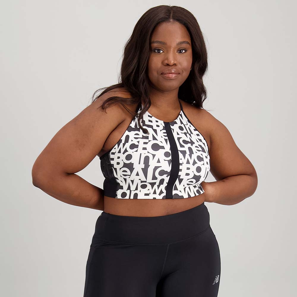 New Balance Crop Top Relentless Printed WT11194, White/Black, swatch