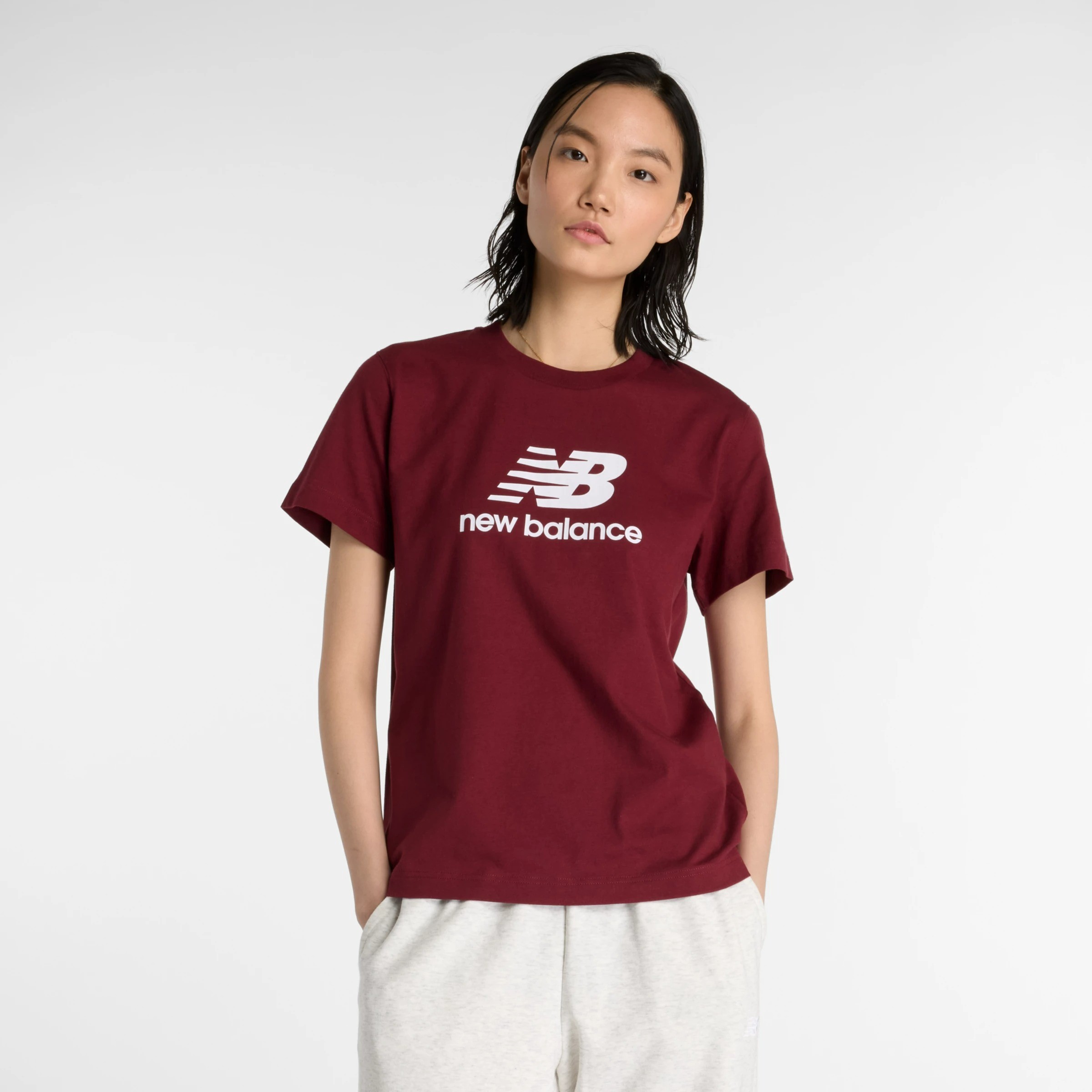 New Balance Remera Sport Essentials Jersey Logo WTA41502, Monarch Burgundy, swatch