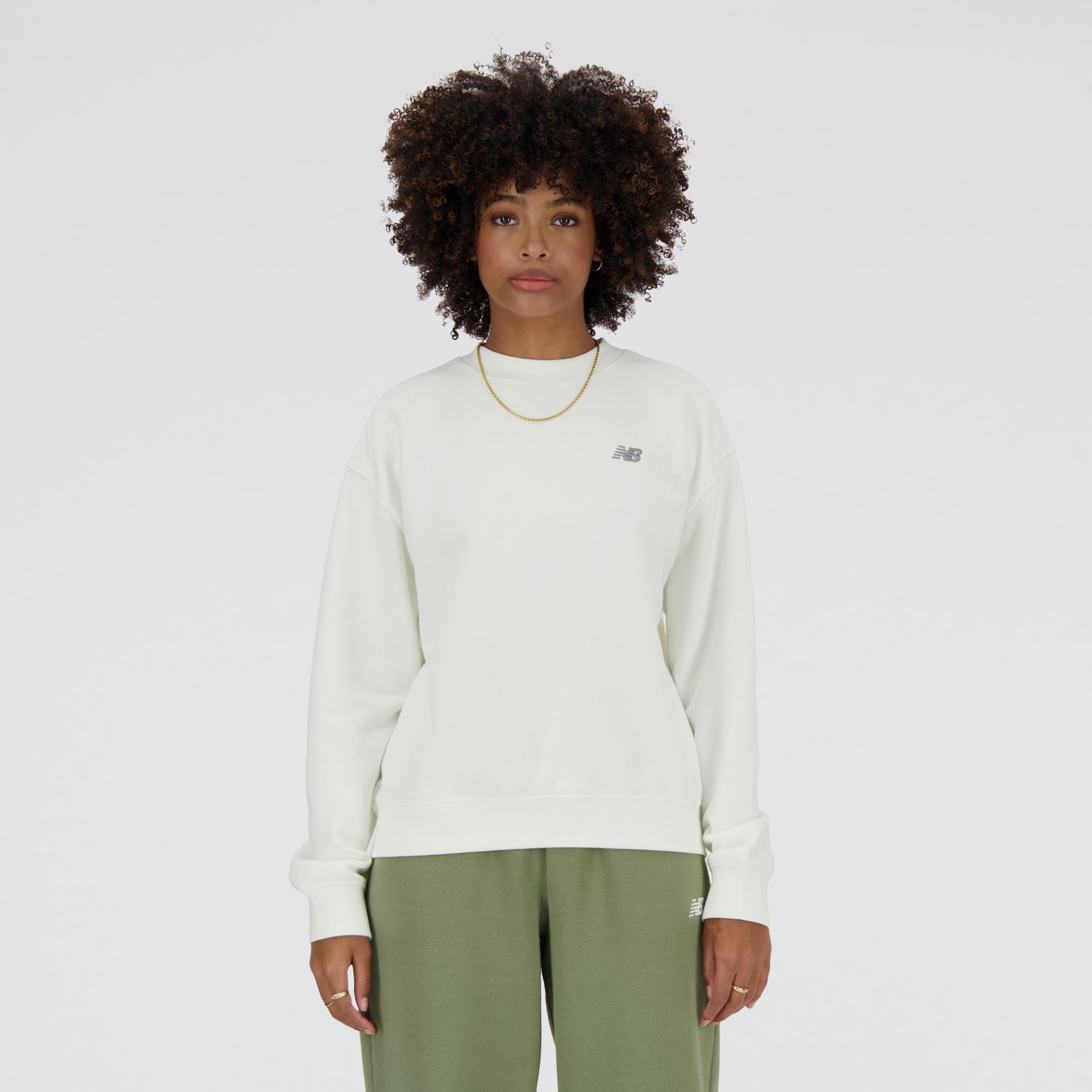 New Balance Sport Essentials French Terry Crew WTA41508, Sea/Salt, swatch