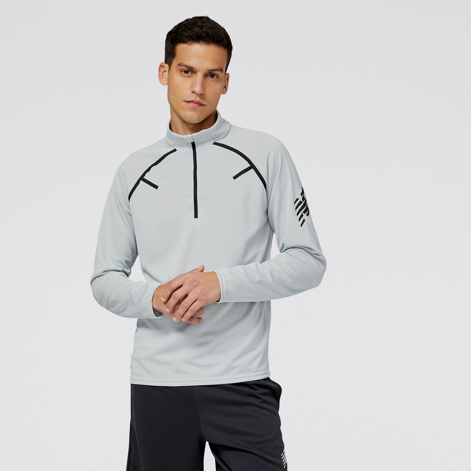 New Balance Tenacity Football Training 1/4 Zip MT23130, Light/Aluminum, swatch