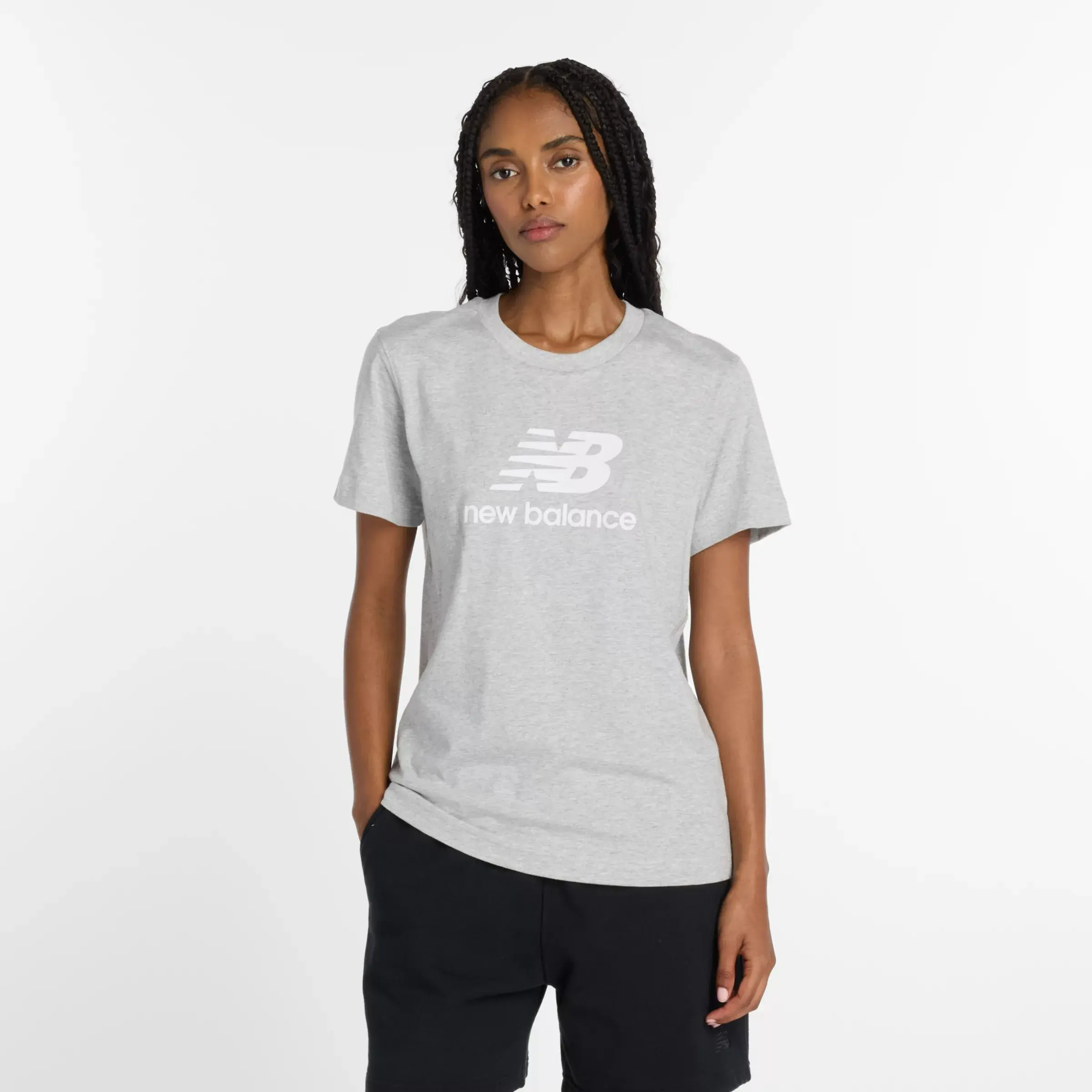 New Balance Remera Sport Essentials Jersey Logo WTA41502, Ash Heather, swatch