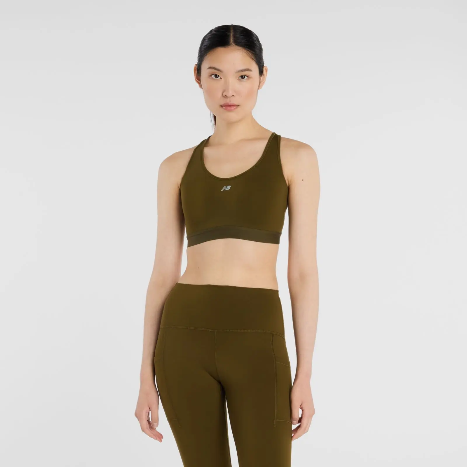 New Balance Crop Top NB Essential Run Bra WB51032, Woodland, swatch