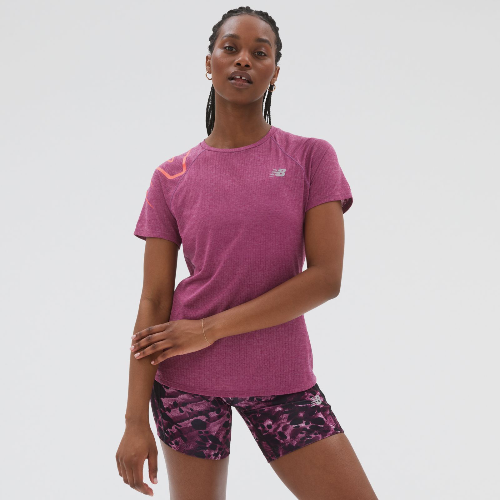New Balance Remera Printed Impact Run Short Sleeve WT21263, Purple, swatch