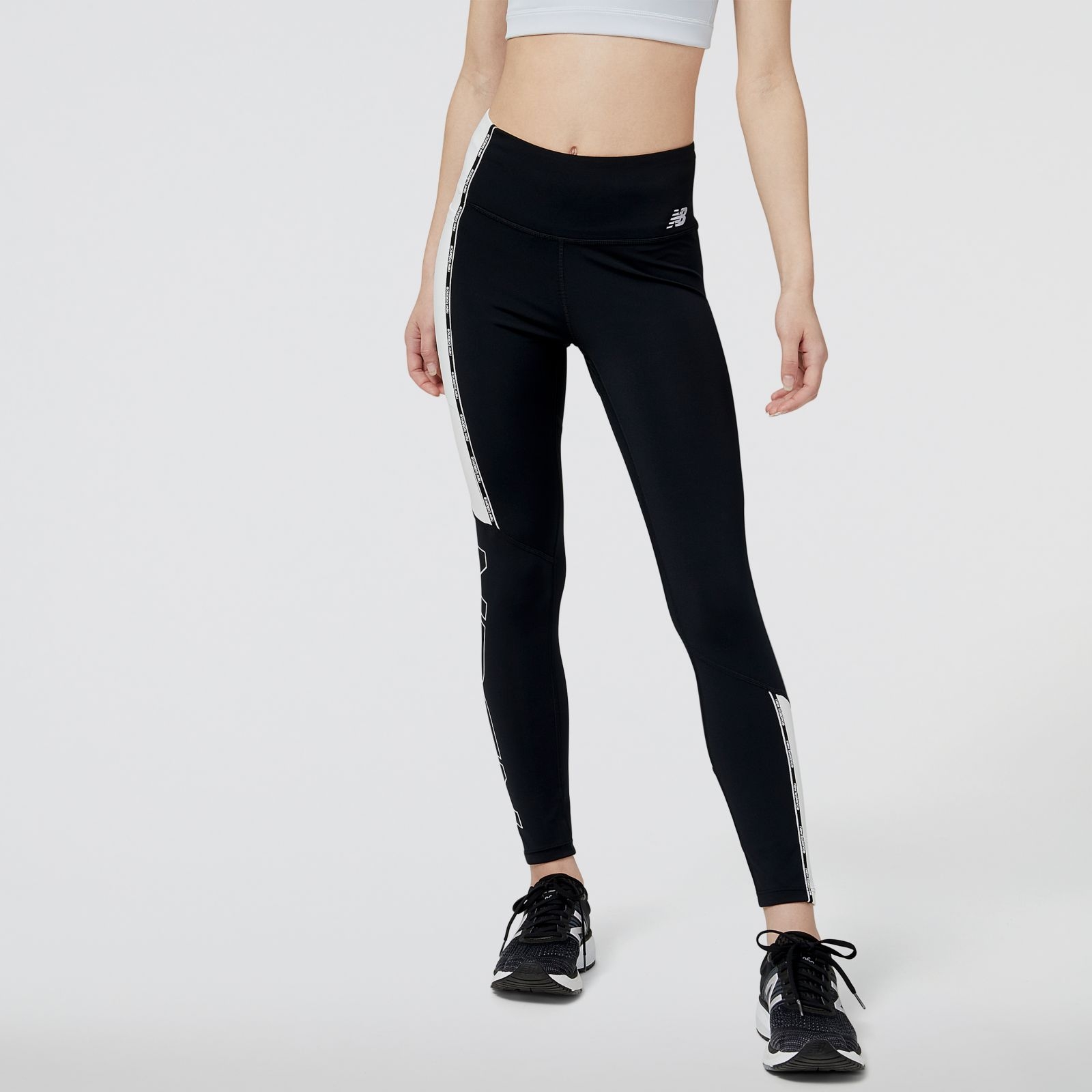 New Balance Accelerate Pacer Tights 7/8  WP23238, Black white, swatch