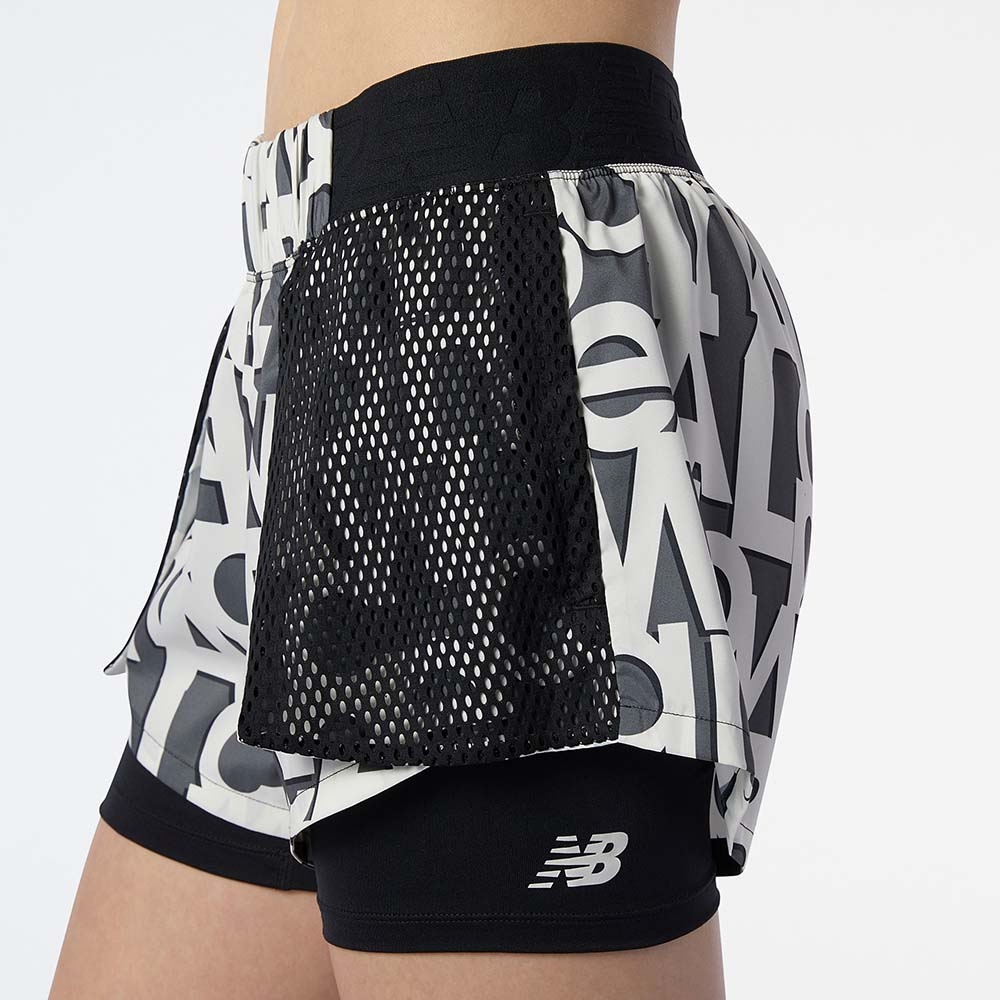 New Balance Short Relentless 2 In 1 WS13170, White/Black, large