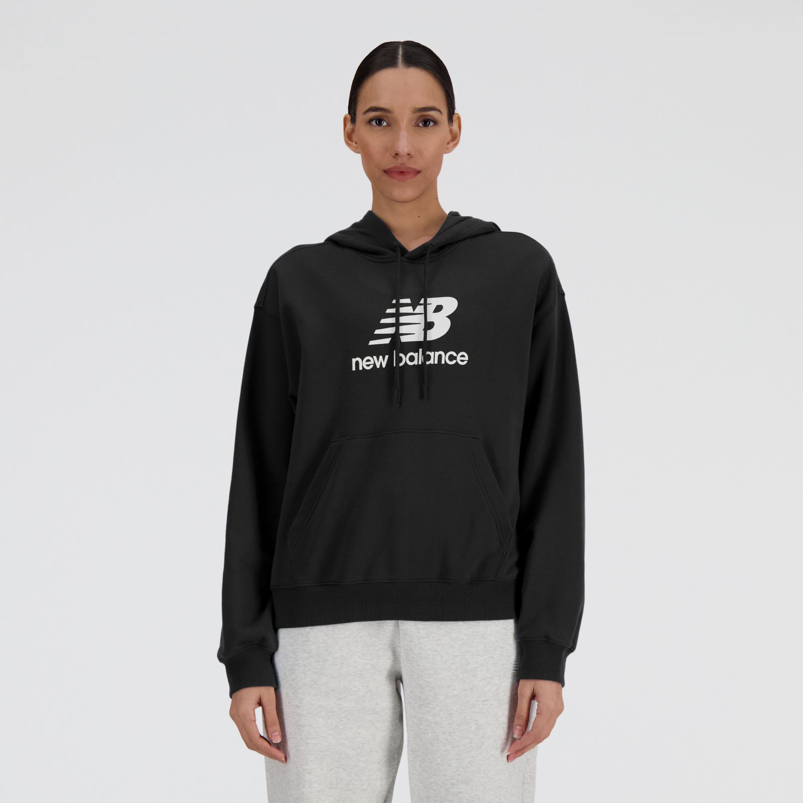 New Balance Sport Essentials French Terry Logo Hoodie WTA41504, Black, swatch