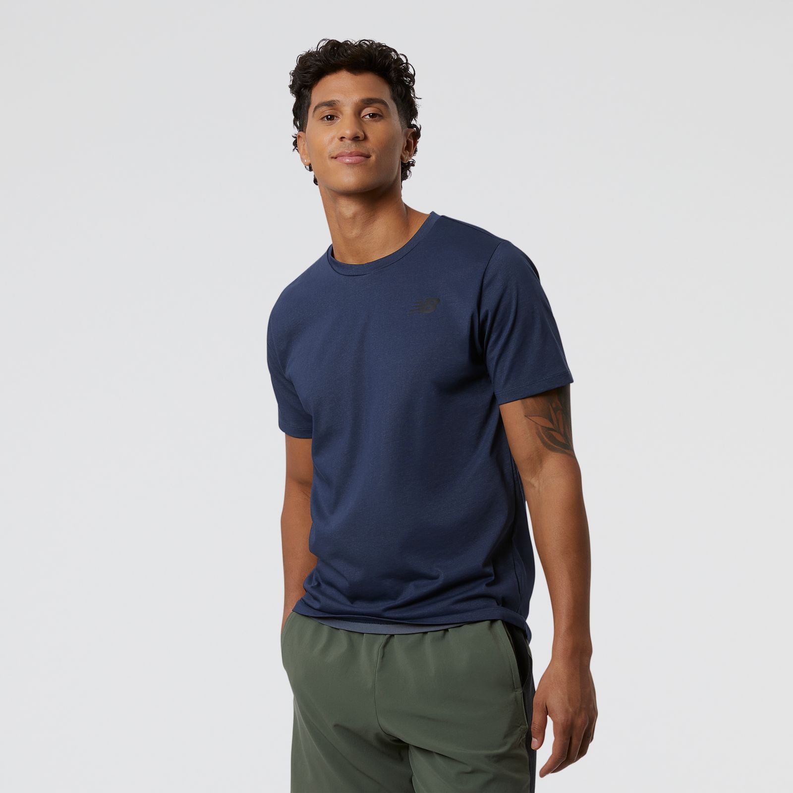 New Balance Remera Heathertech Tee MT11070, Navy, swatch