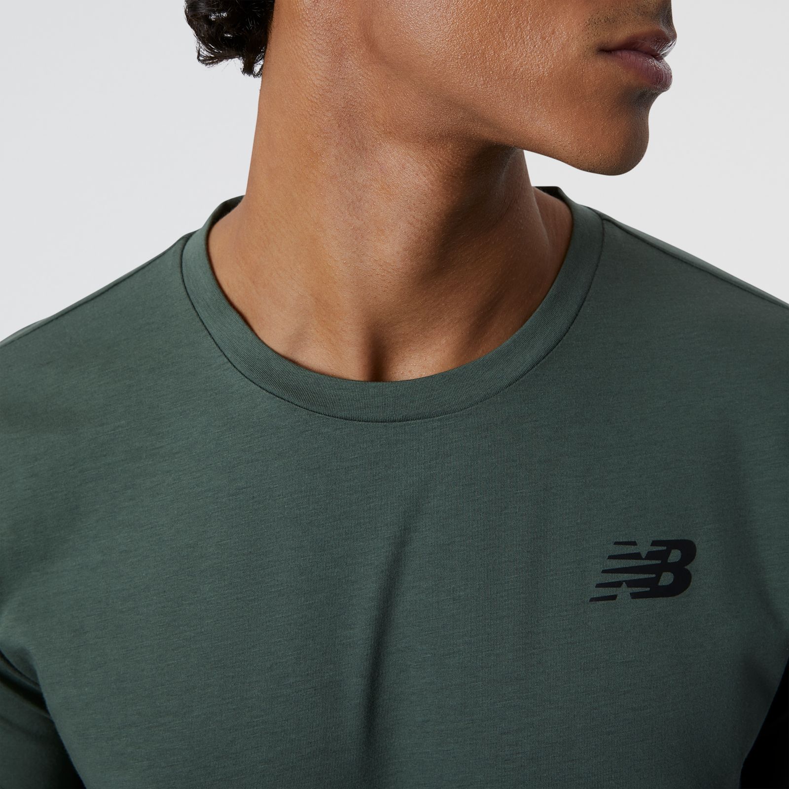 New Balance MT11070DO1 Heathertech Tee, Military green, large