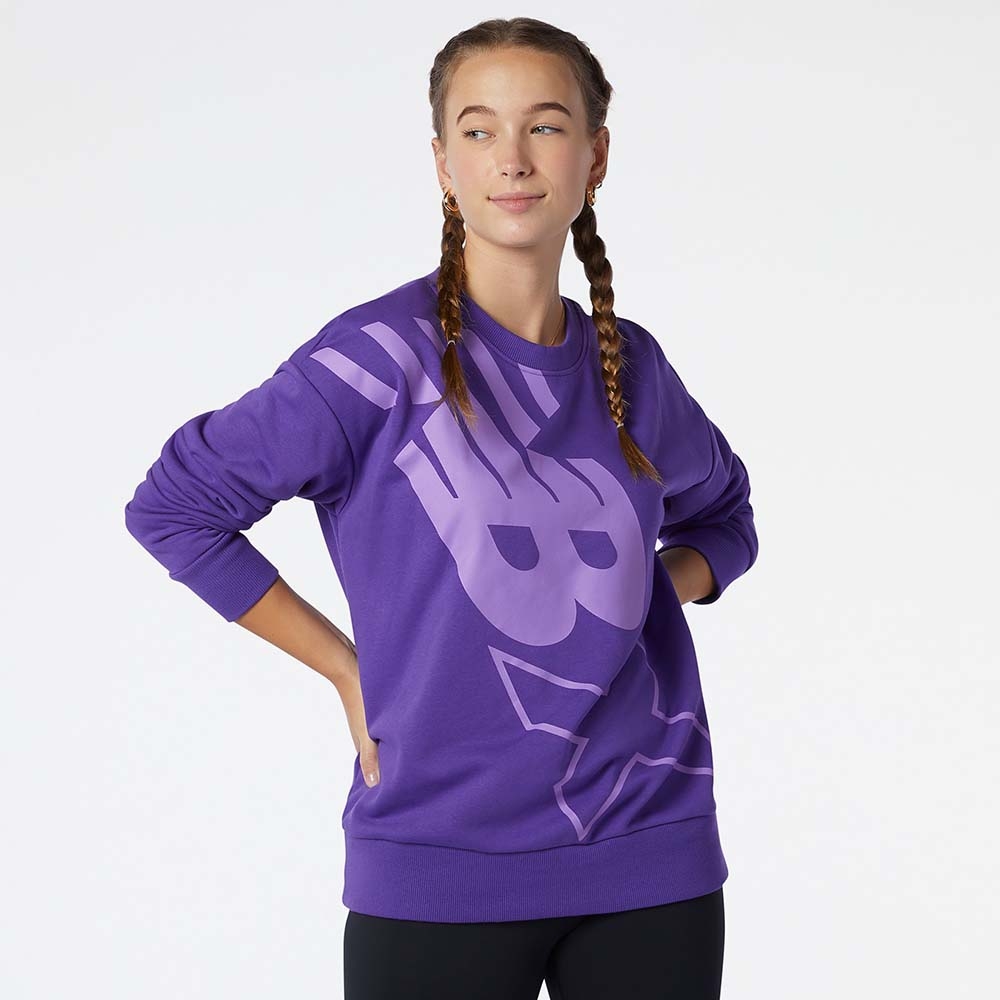 New Balance Buzo Essentials NBX Oversized Crew WT13557, Violet, swatch