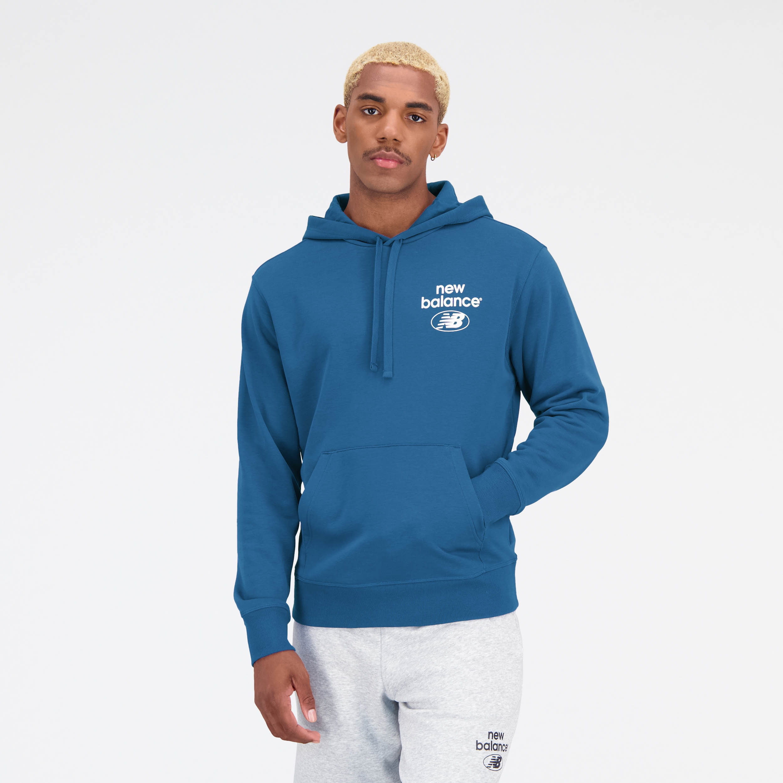 New Balance Essentials Reimagined French Terry Hoodie MTA31514, Blue, swatch