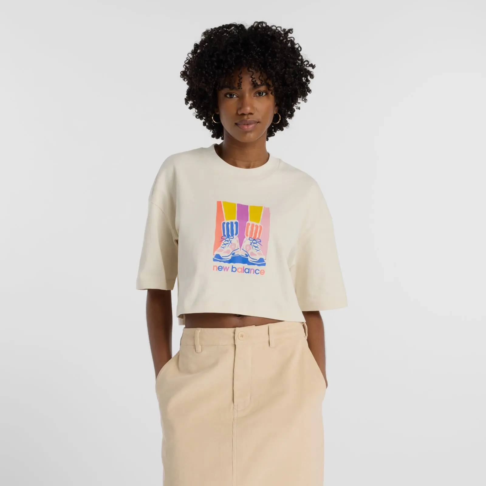 New Balance Remera Athletics Gradient Shoes T-Shirt WT53904, Linen, swatch