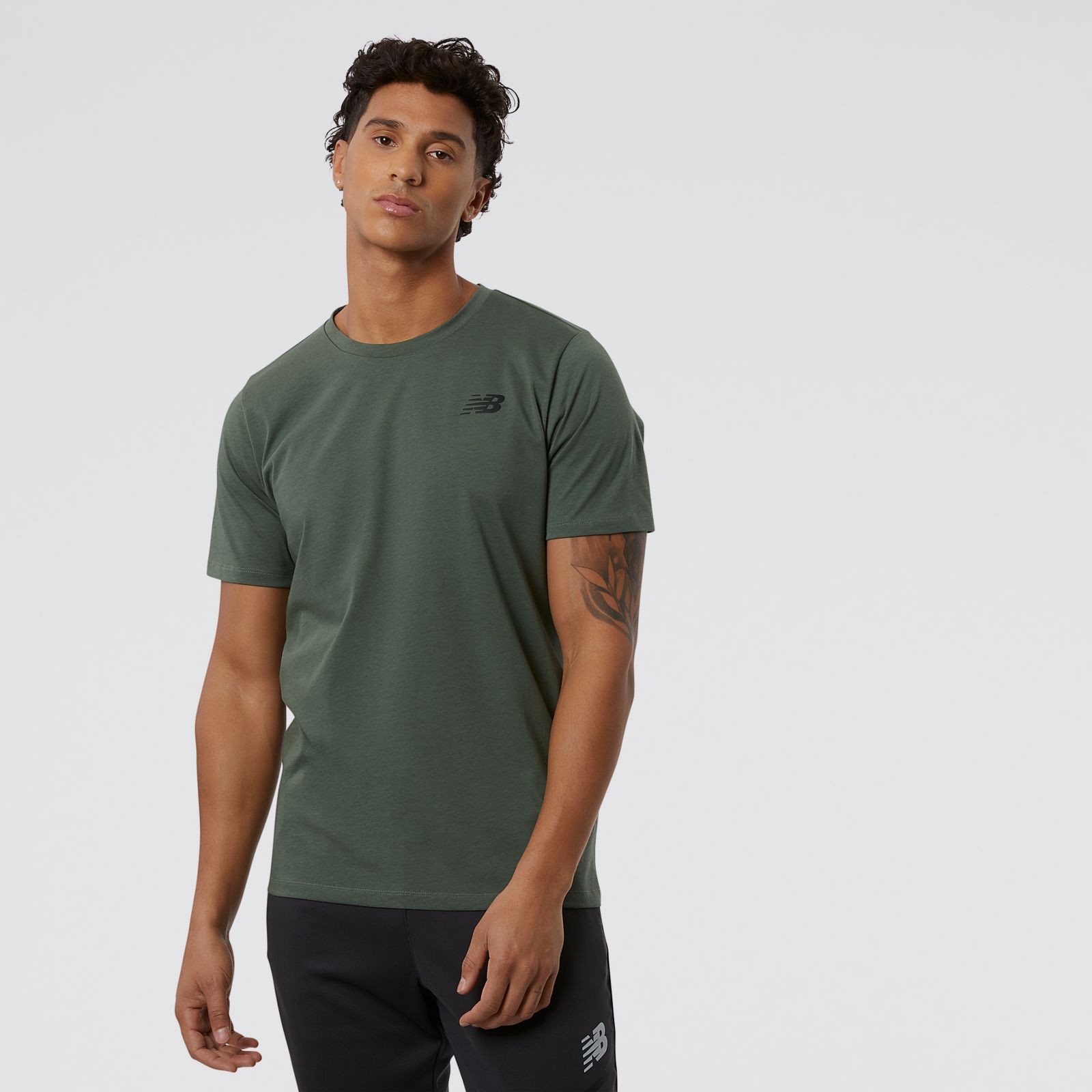 New Balance Remera Heathertech Tee MT11070, Military green, swatch