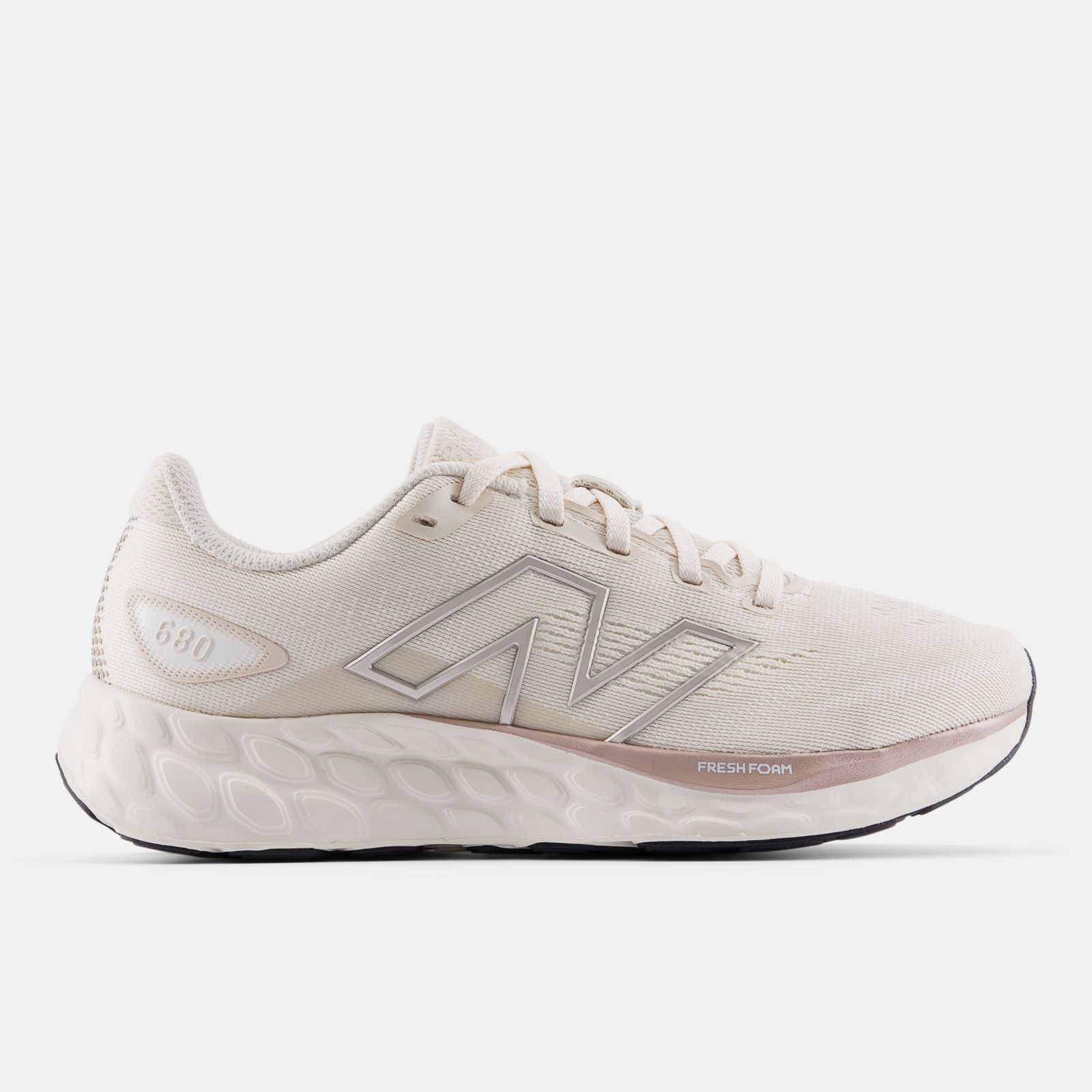 New Balance Fresh Foam 680 v8, Linen/Timber Wolf/Light Gold Metallic, swatch