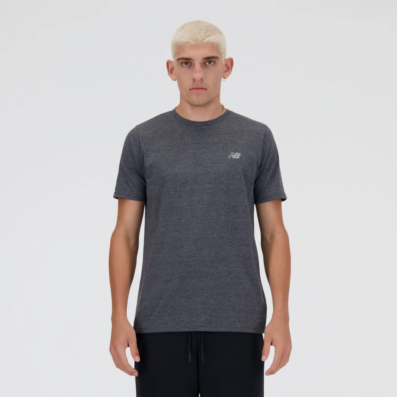 New Balance Remera Sport Essentials Heathertech MT41070, Black heather, swatch