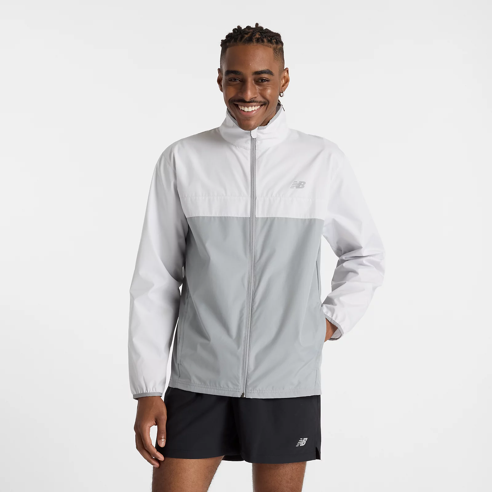 New Balance Campera Sport Essentials Jacket  MJ41243, Light Grey/White, swatch
