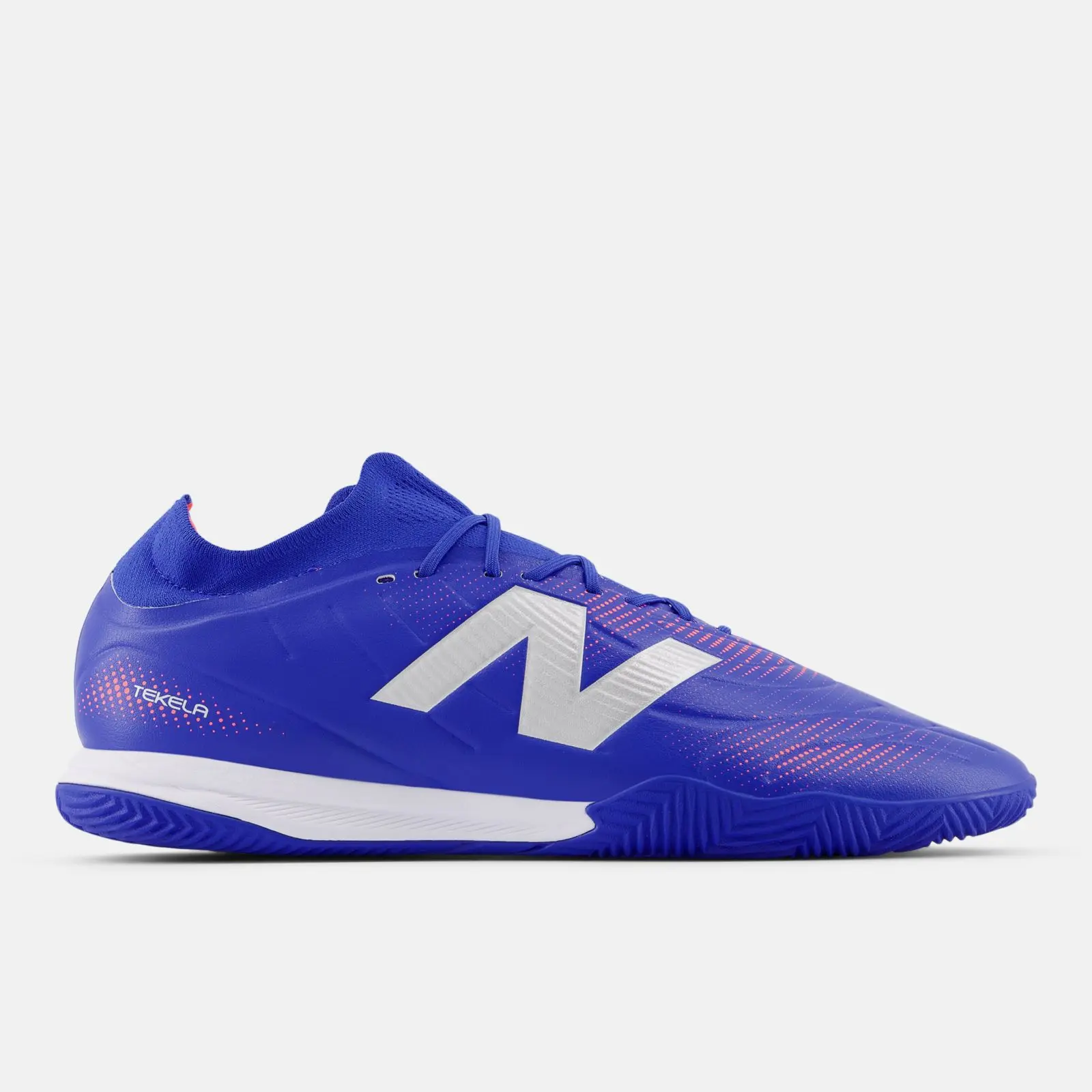 New Balance Tekela Team Low Laced IN V5, Blue Gemstone/Energy Red/Silver, swatch