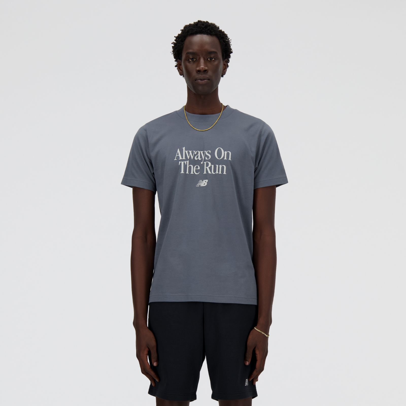 New Balance Remera Relaxed Run Slogan MTA41587, Dark/Grey, swatch