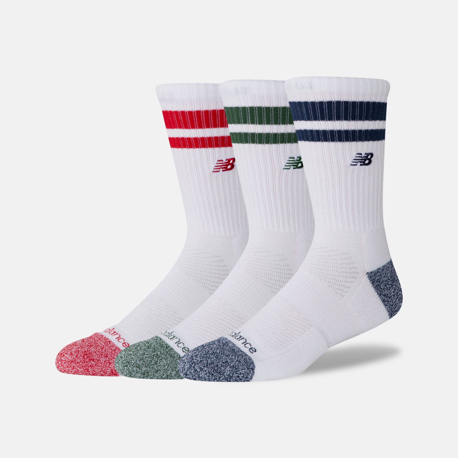 New Balance Medias Active Premium Stripe Crew Socks Pack x3 LAS35210, Team Red, swatch