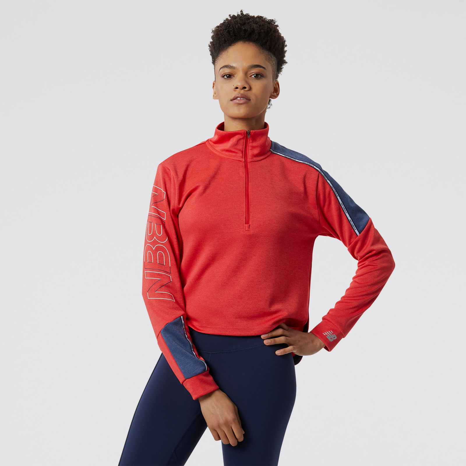 New Balance Buzo Accelerate Pacer Half Zip WT23226, Red blue, swatch