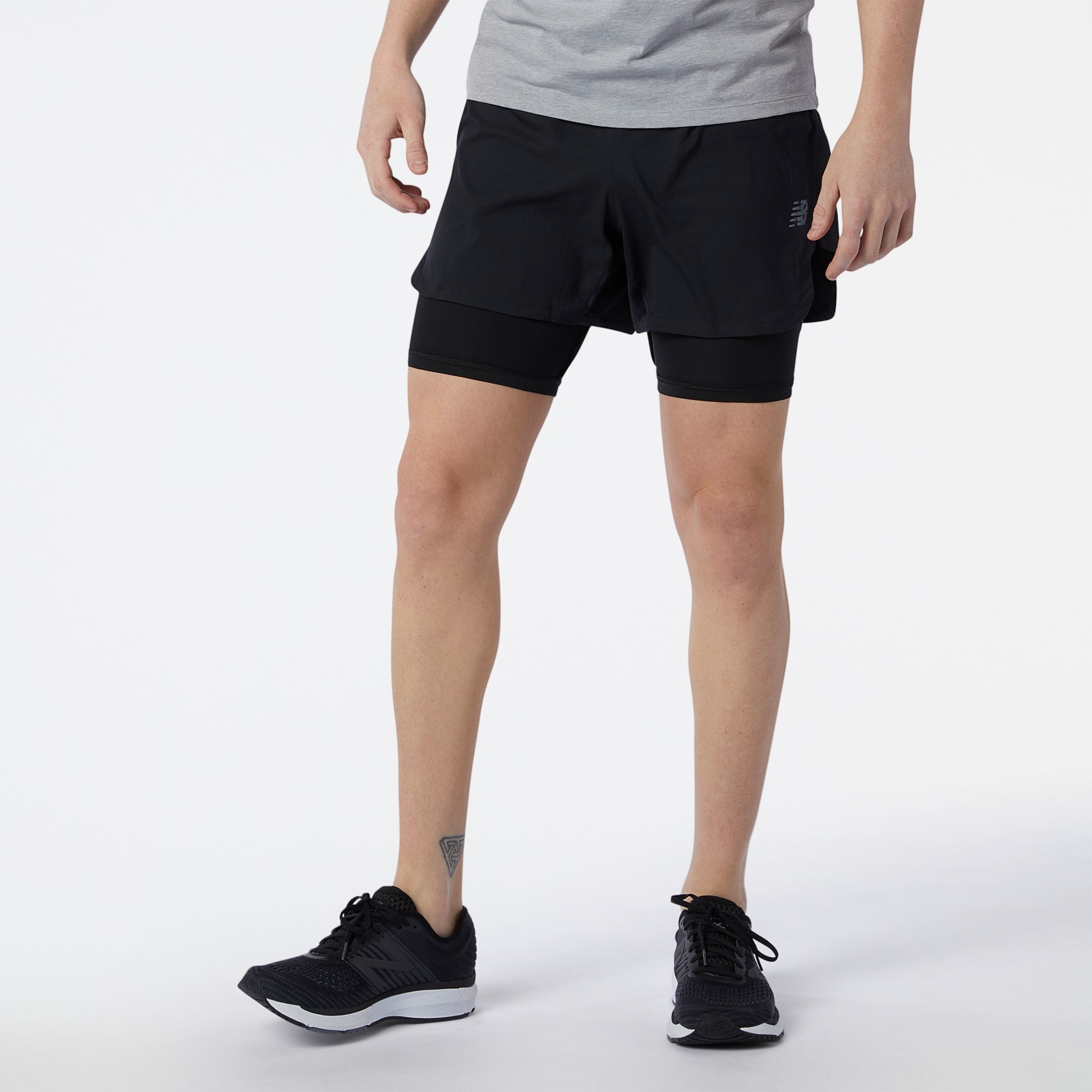 New Balance Short Q Speed Fuel 2 in 1 5 inch MS11279, Black, swatch