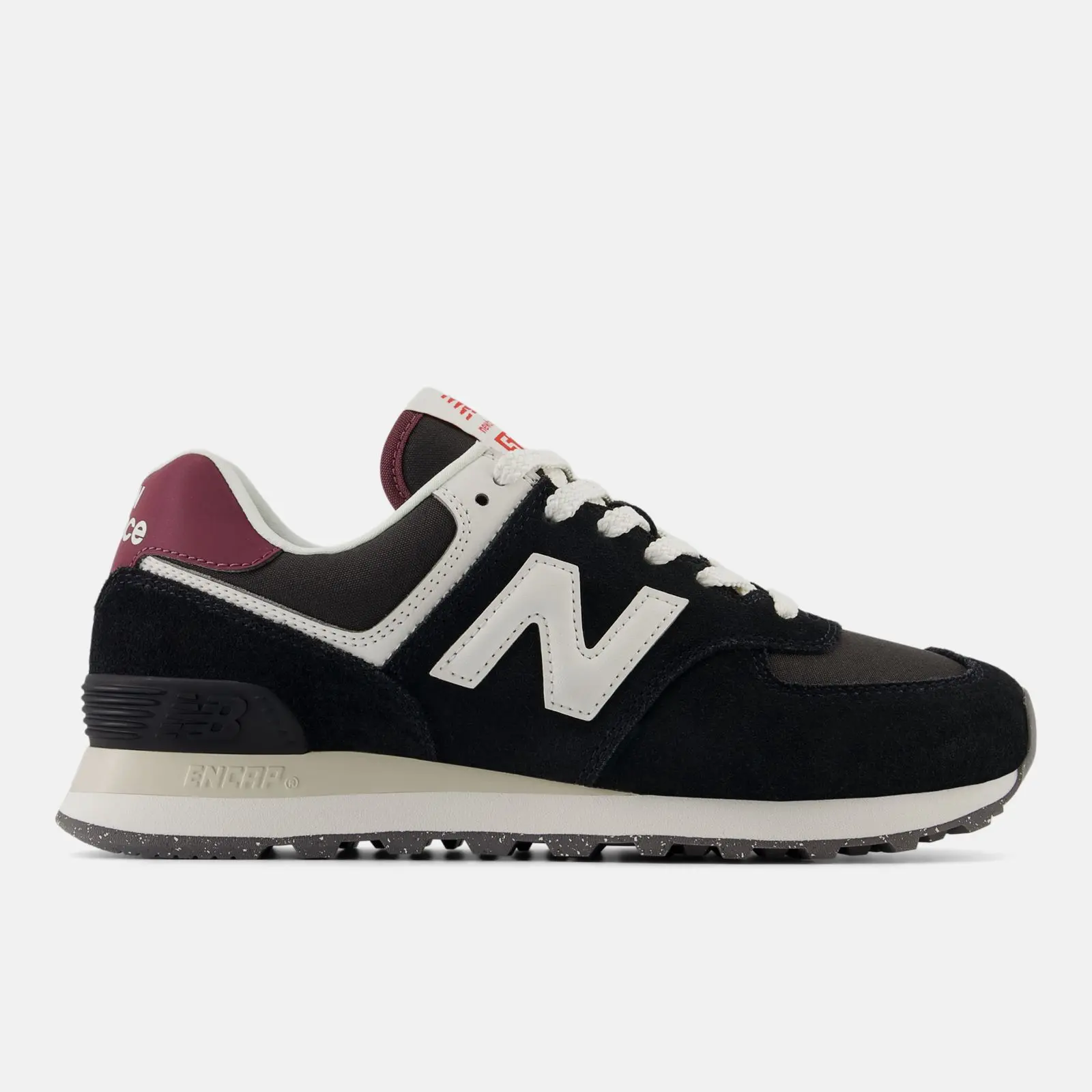 New Balance 574 Core, Black/White/Burgundy, swatch