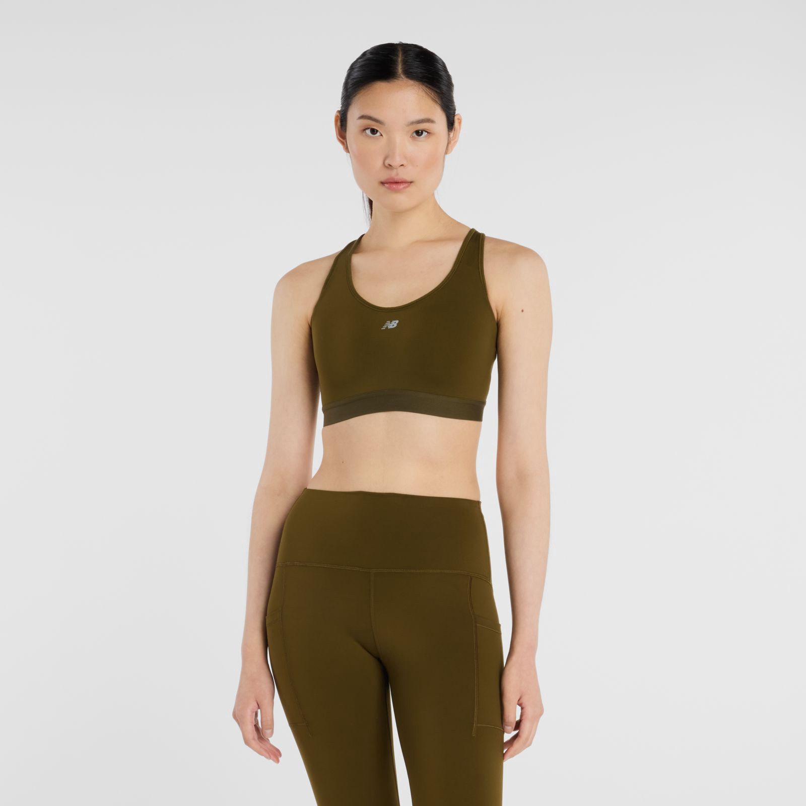 New Balance Crop Top NB Essential Run Bra WB51032, Woodland, swatch
