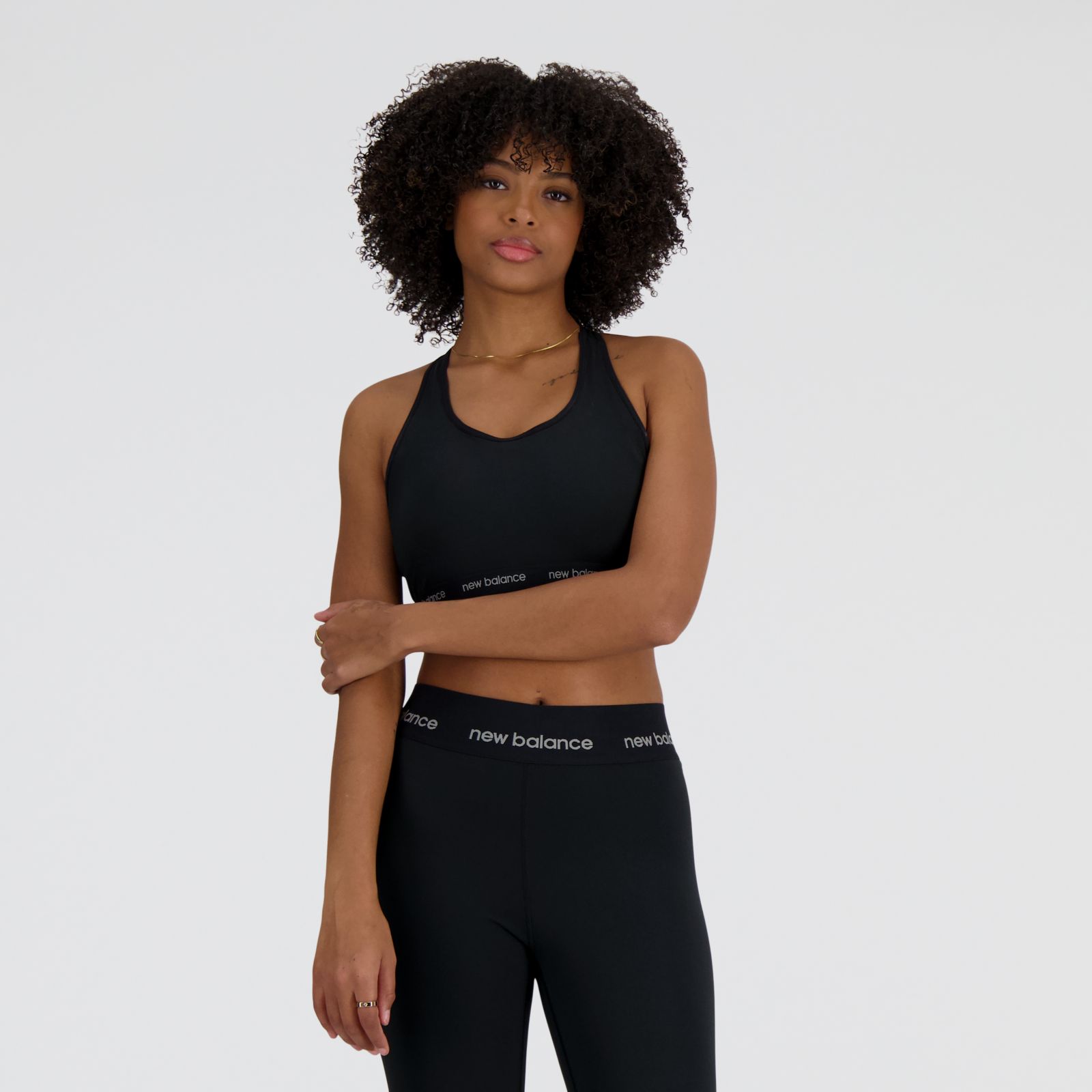 New Balance Crop top NB Sleek Medium Support Sports Bra WB41048, Black, swatch