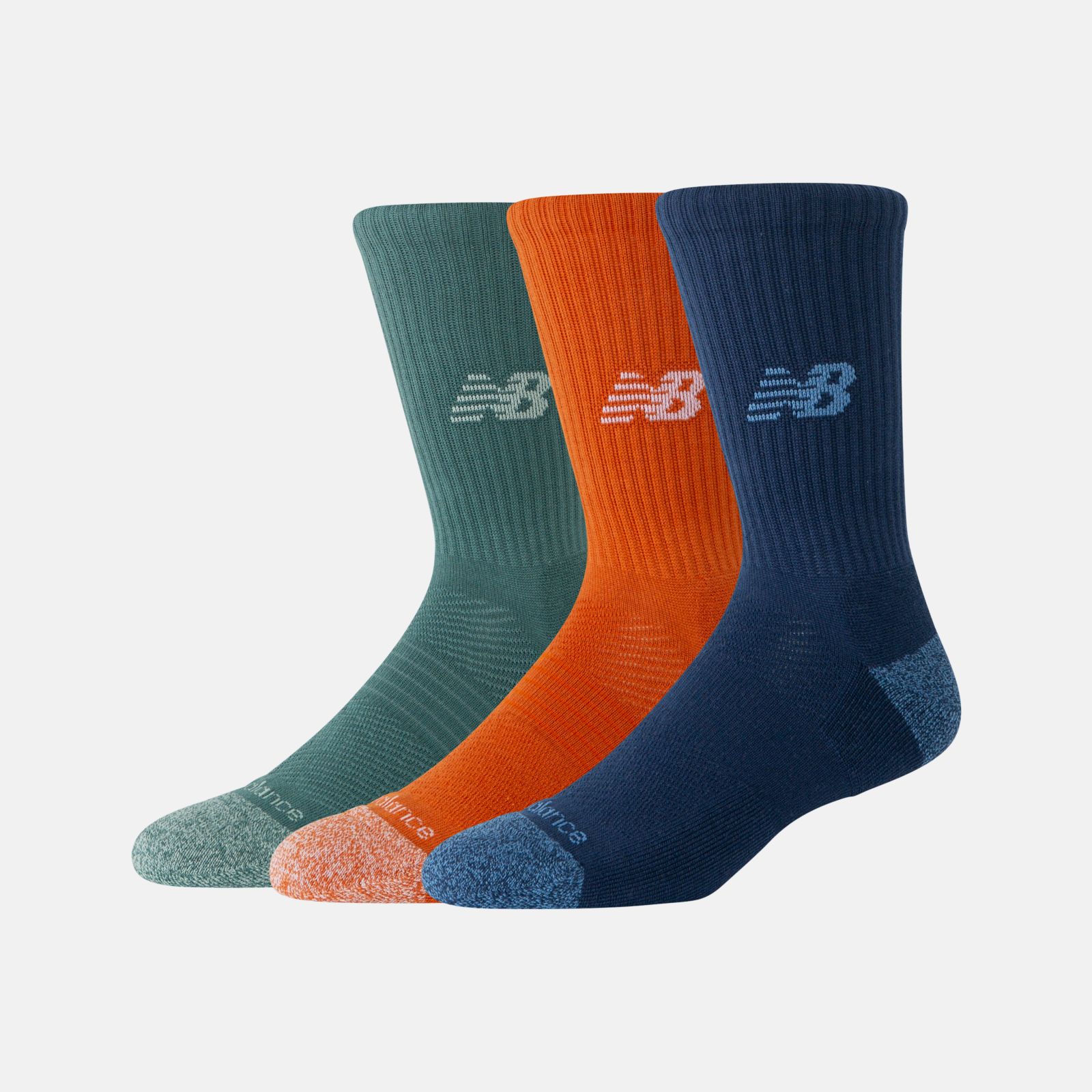 New Balance Medias Active Crew Socks Pack x3 LAS35203, Green/Orange/Blue, swatch