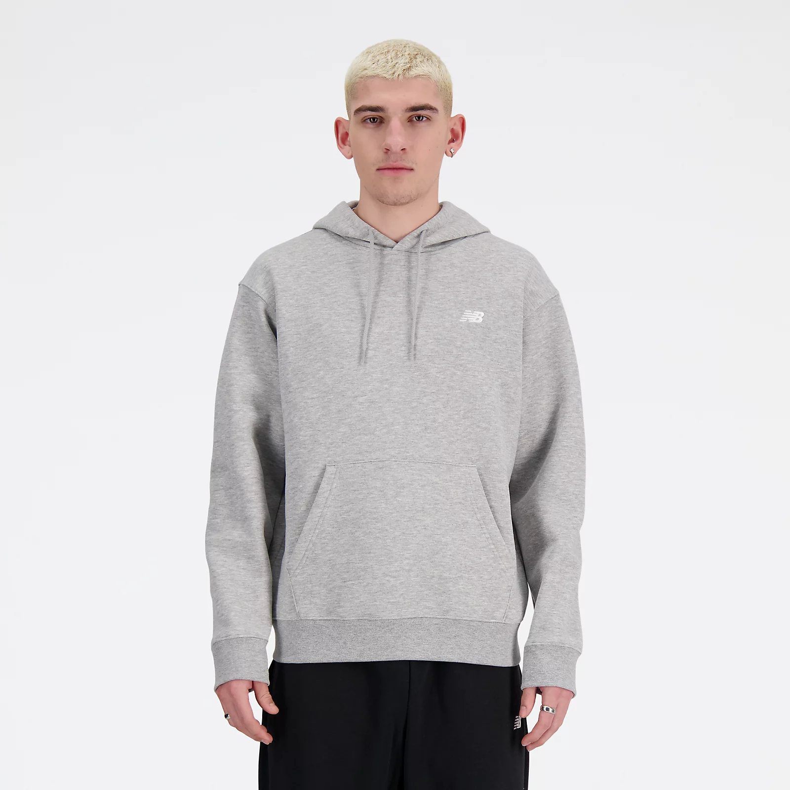 New Balance Buzo Small Logo French Terry Hoodie MTA41508, Grey, swatch