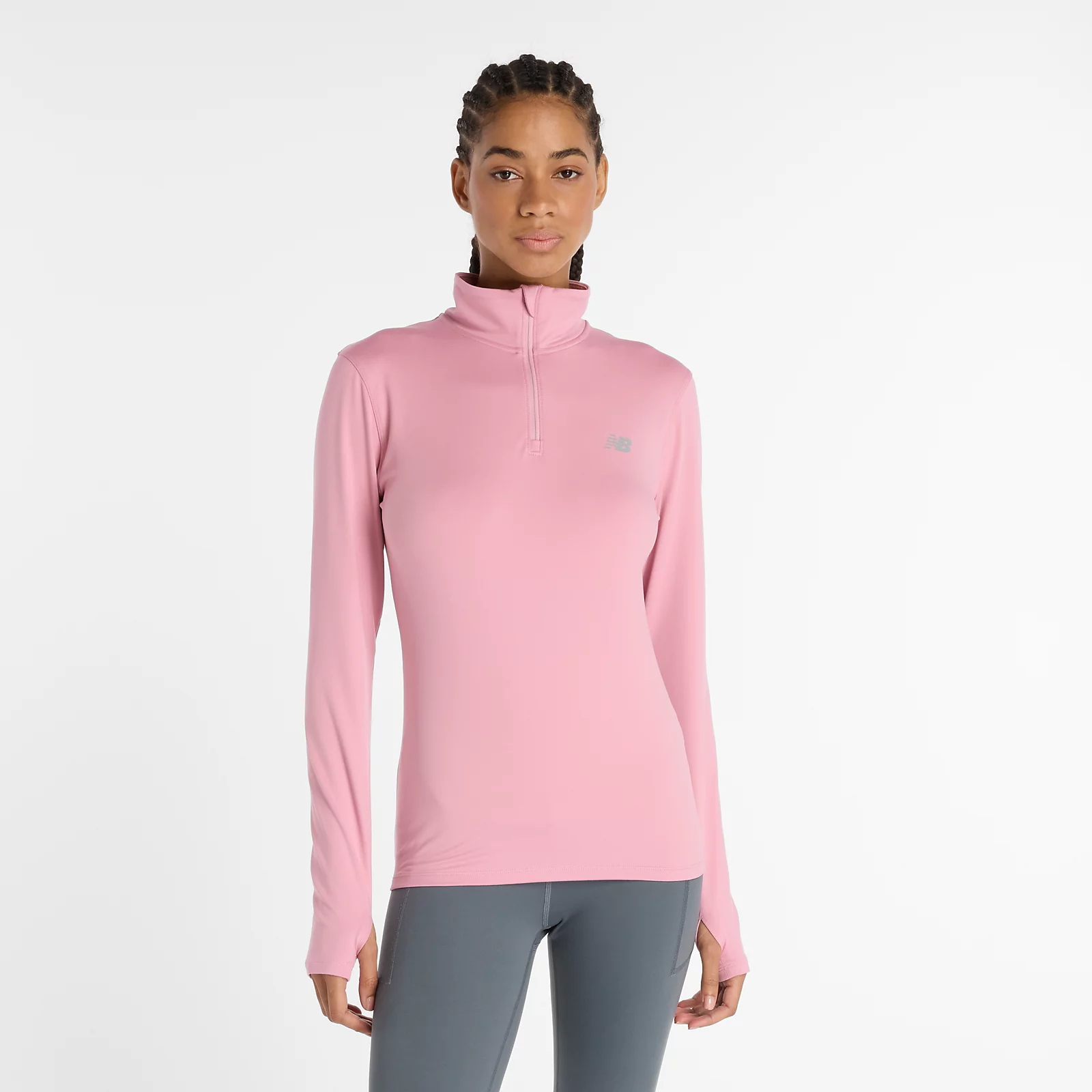 New Balance Buzo Sport Essentials Space Dye Quarter Zip WT41150, pink, swatch