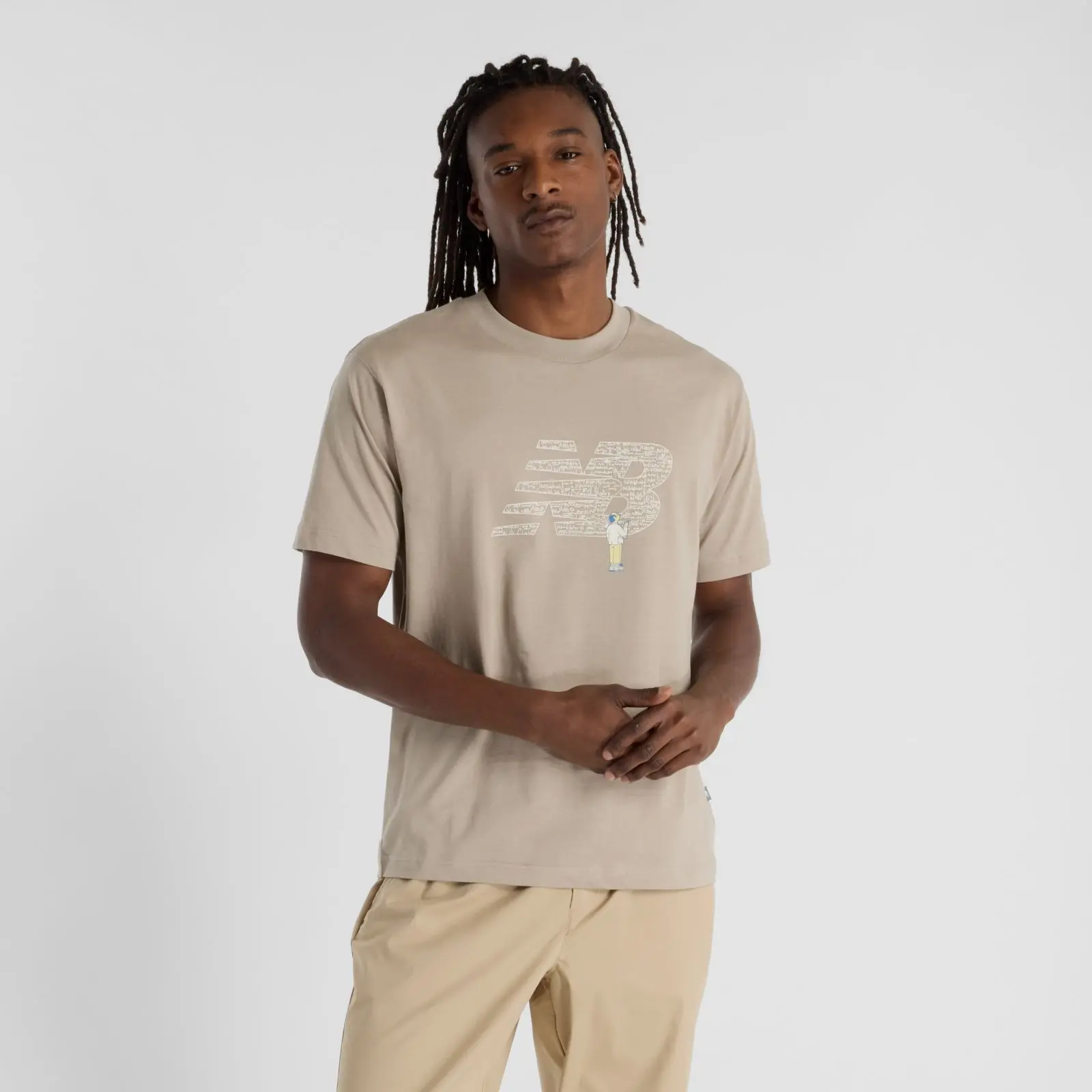 New Balance Remera Chalk Board Logo T-Shirt MTA51917, Arid stone, swatch