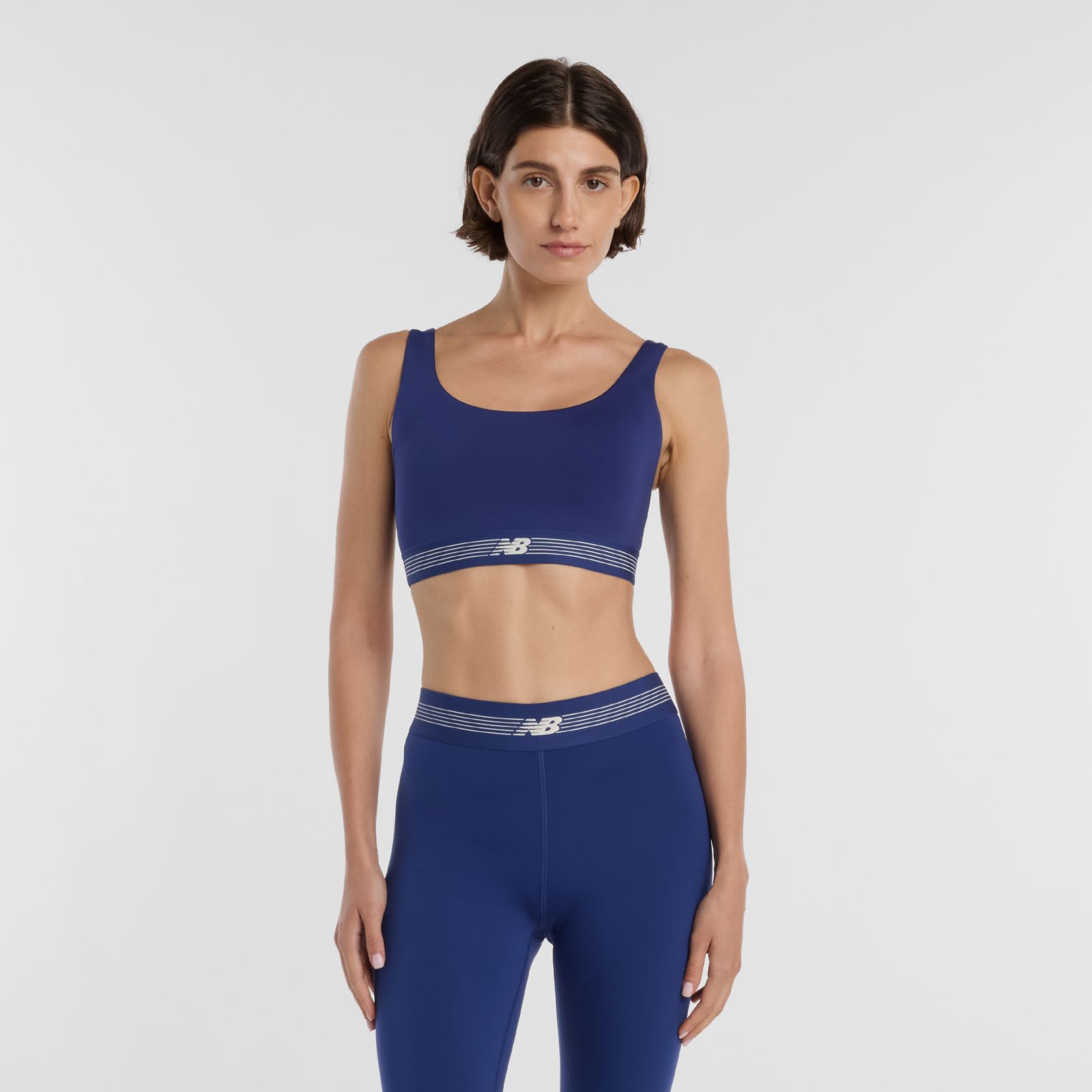 New Balance Crop Top AC Train Bra WB61Q0QK, Blue/Oyster, swatch